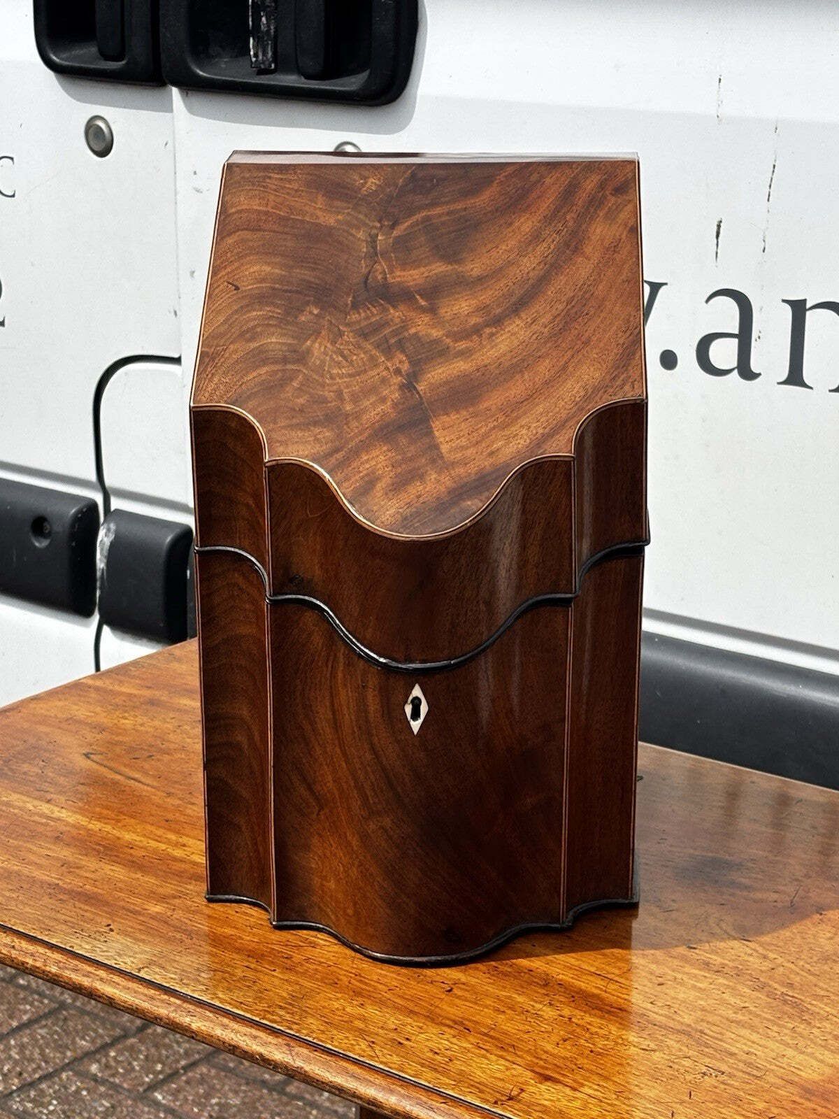Georgian Inlaid Mahogany Cutlery Box Converted Into A Hand Stationary Box photo Home Decor