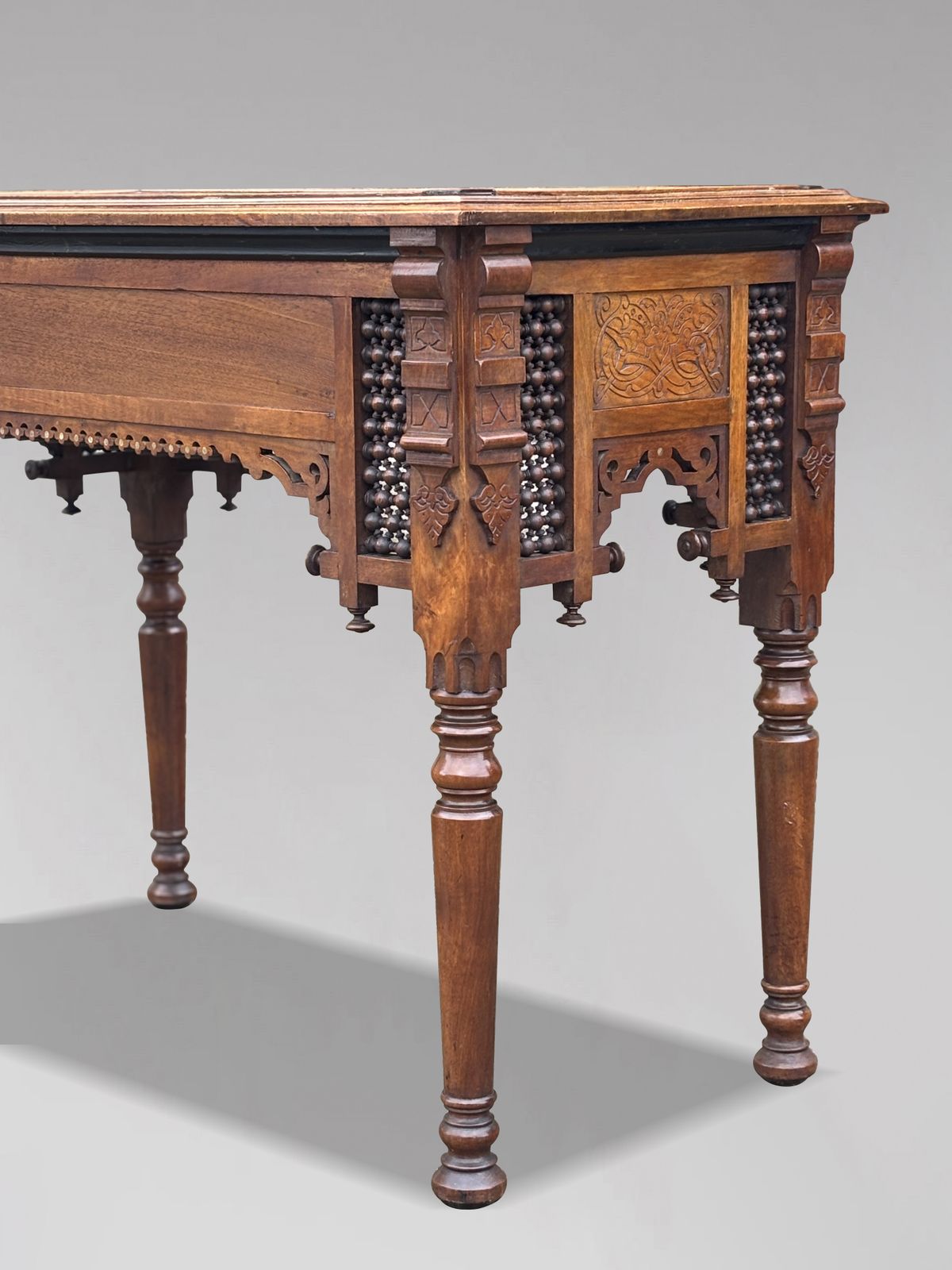 19th Century Aesthetic Movement Moorish Walnut & Inlay Table photo vintage