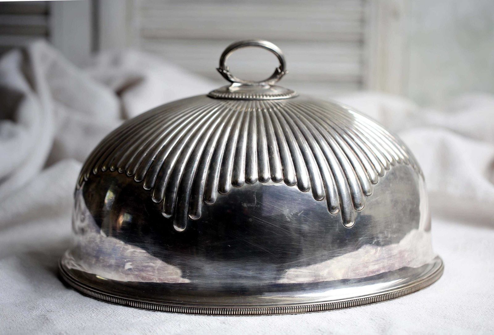 Large Antique Silver Food Dome Oval Cloche Bell Food Cover Mappin & Webb