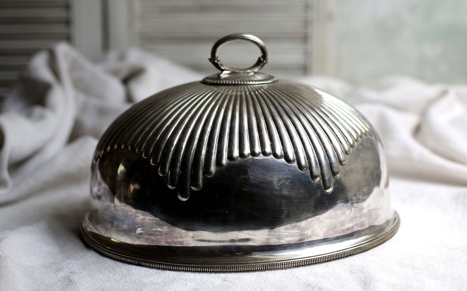 Large Antique Silver Food Dome Oval Cloche Bell Food Cover Mappin & Webb photo for sale