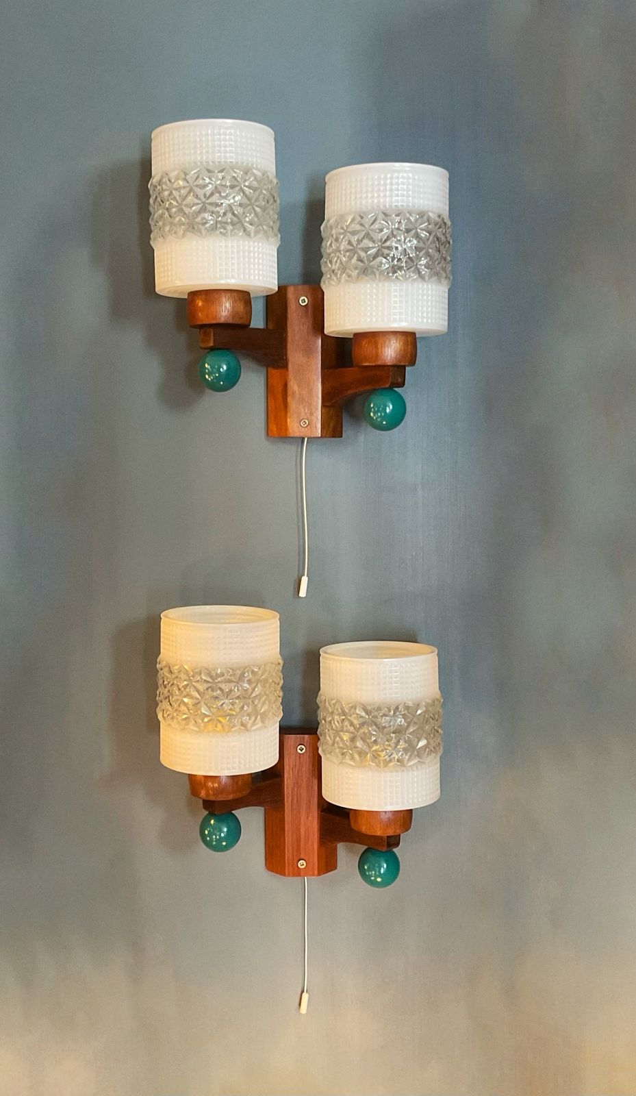Lighting A Pair Of Mid Century Modern Dual Stem Teak Wall Lamps photo