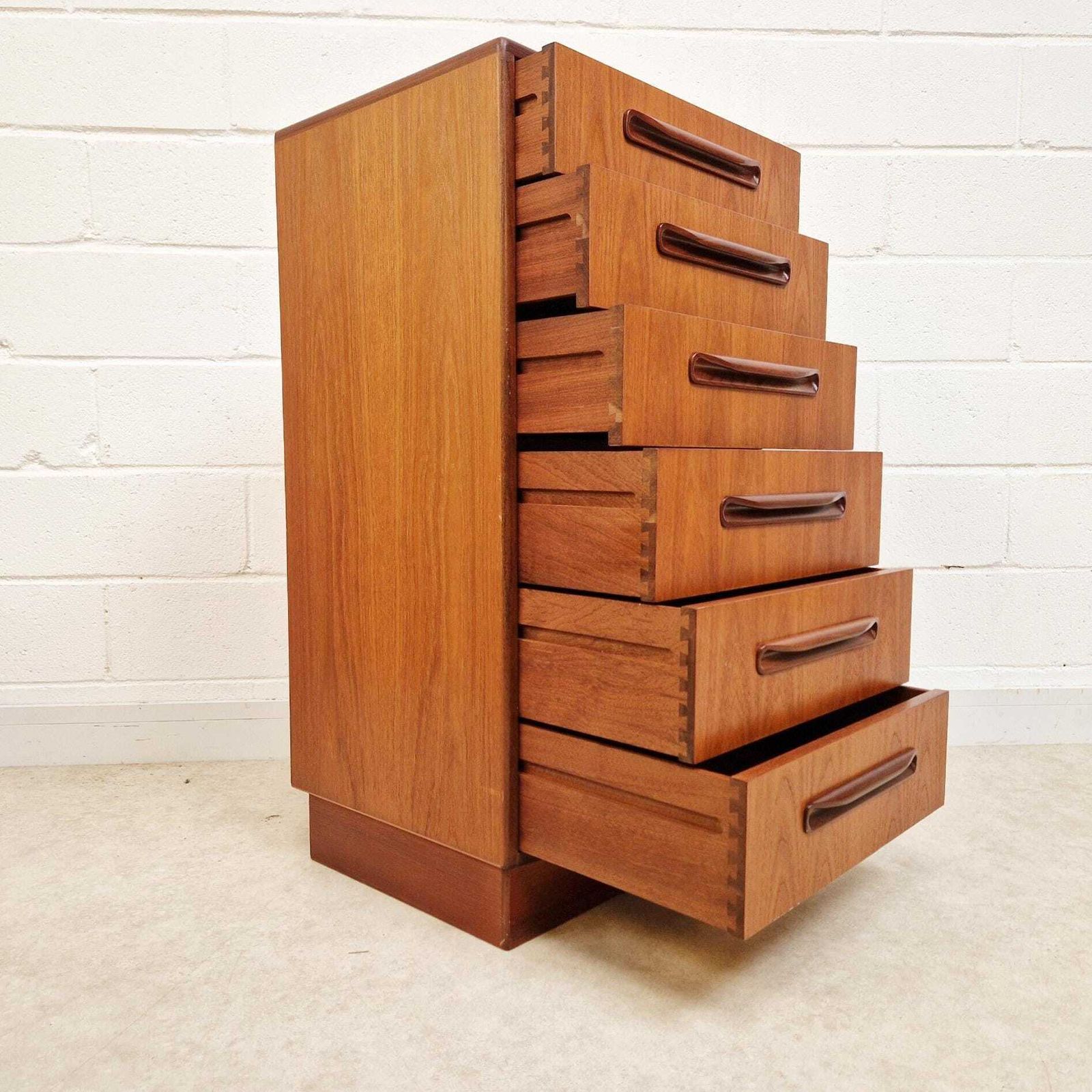 V.B Wilkins For G Plan Fresco Tallboy Chest Of Drawers & Bedside Cabinets Bedroom Set Pg193a photo vintage