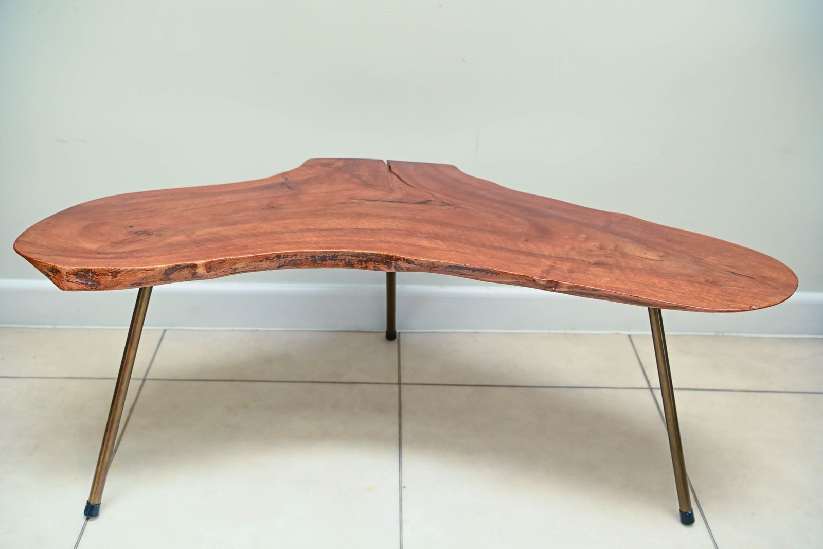Mid Century Freeform Live Edge Tripod Coffee Table In The Manner Of Carl Auböck, C.1950s/60s photo 1400.0
