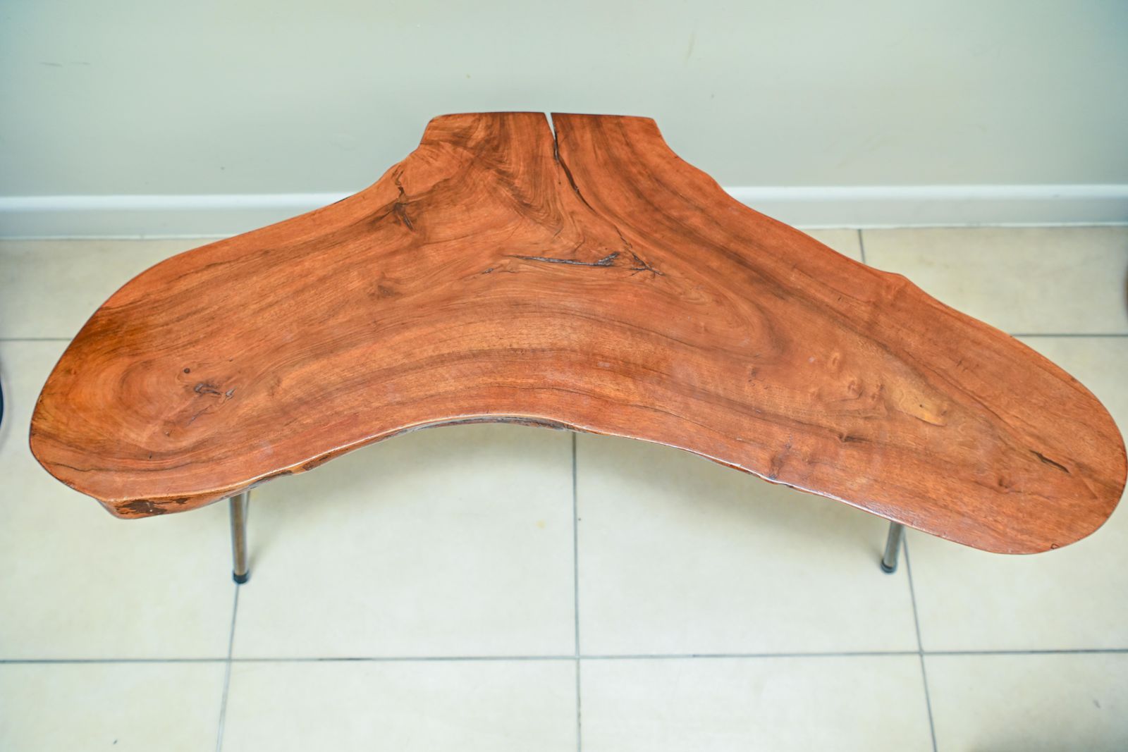 Mid Century Freeform Live Edge Tripod Coffee Table In The Manner Of Carl Auböck, C.1950s/60s photo vinterior