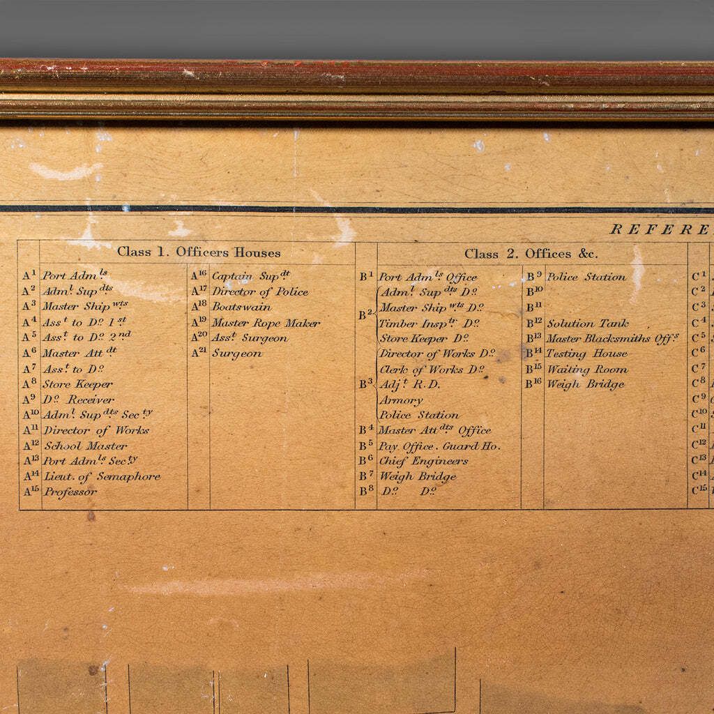 Antique Town Plan, Portsmouth Dockyard, English, Framed Cartography, Victorian. photo vinterior