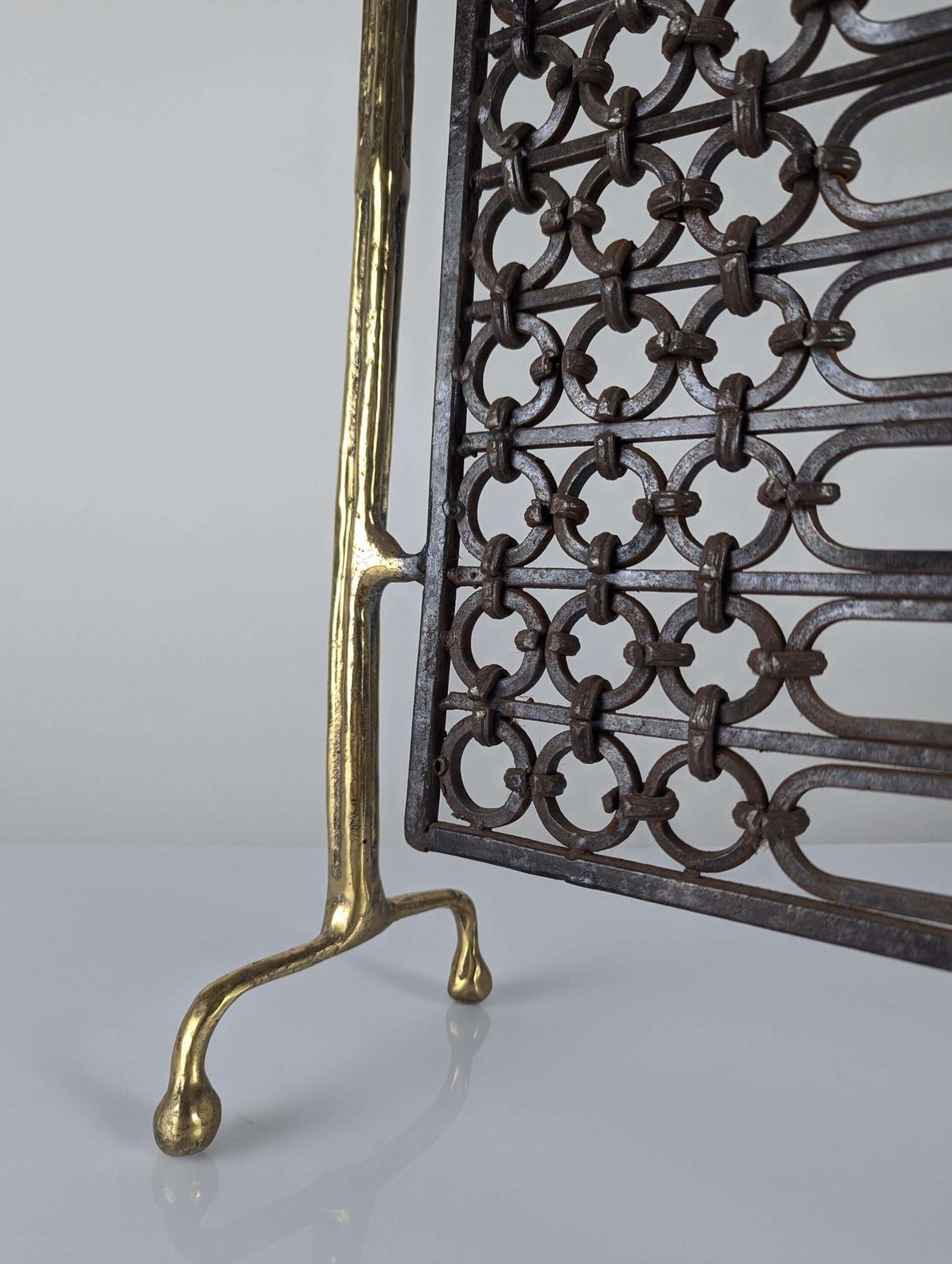 Bronze And Wrought Iron Spark Flask By David Marshall, 1970s Fireplace. photo vinterior