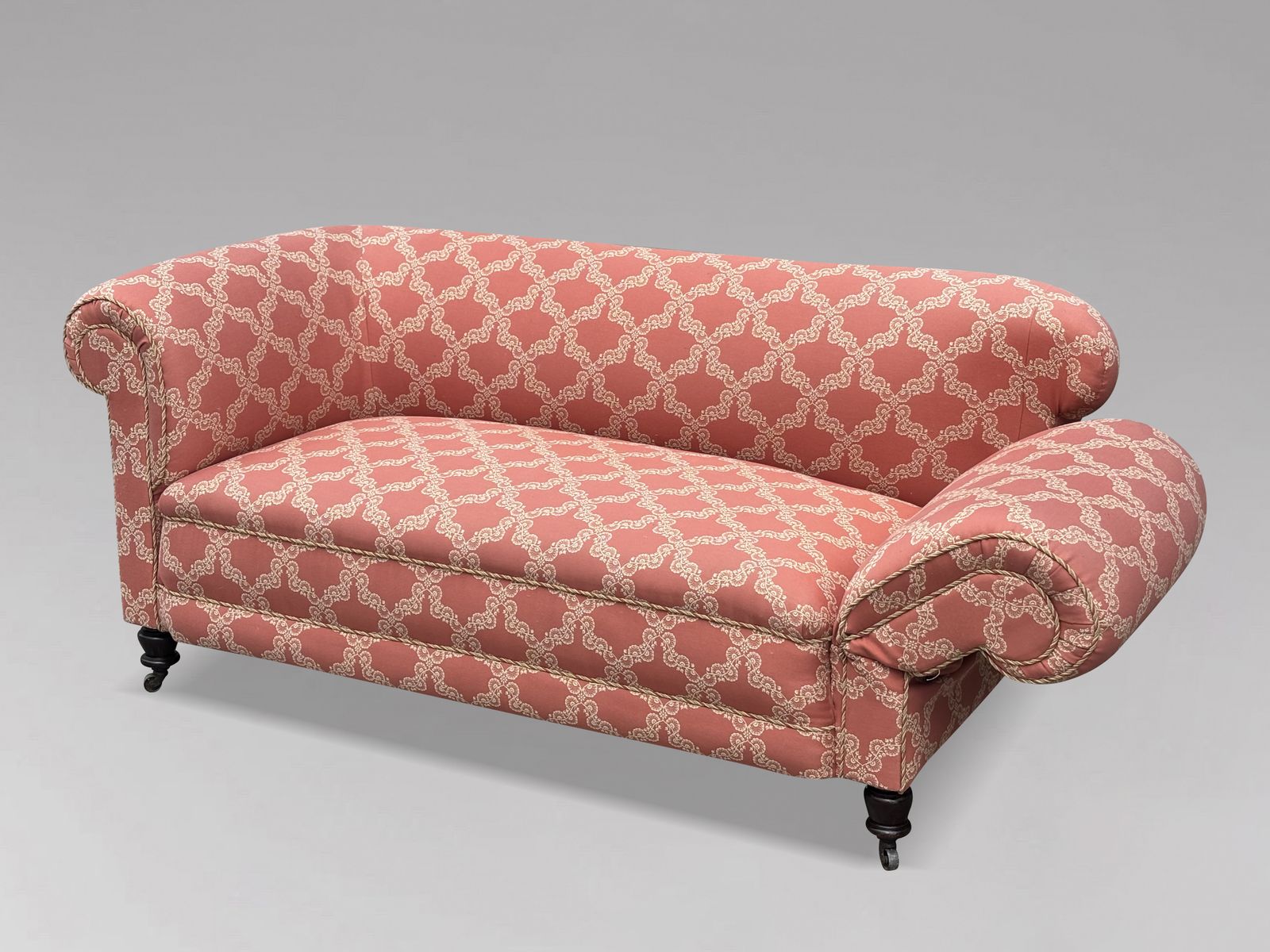 19th Century Victorian Period Upholstered Drop End Chesterfield Sofa