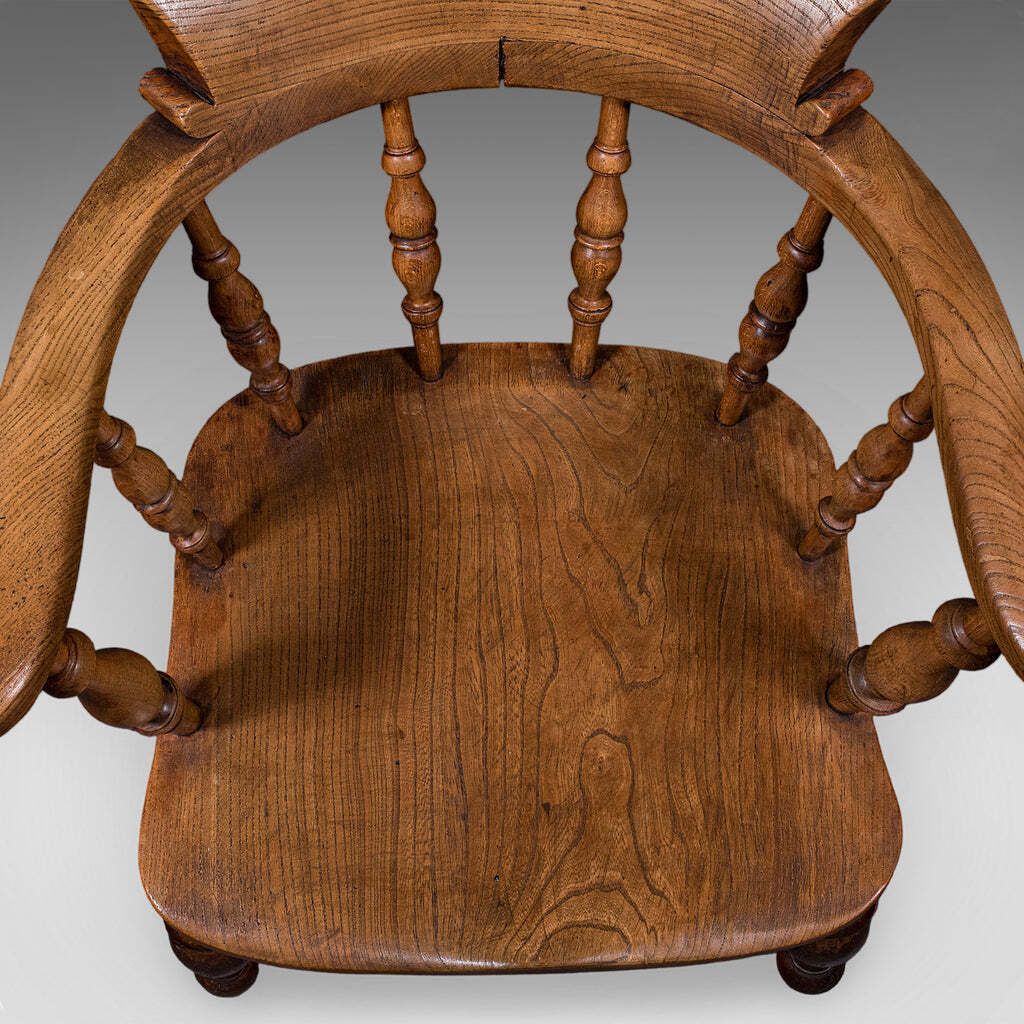 photo for sale Pair Of Antique Country House Captain's Chairs, English, Smoker's Bow, Victorian.