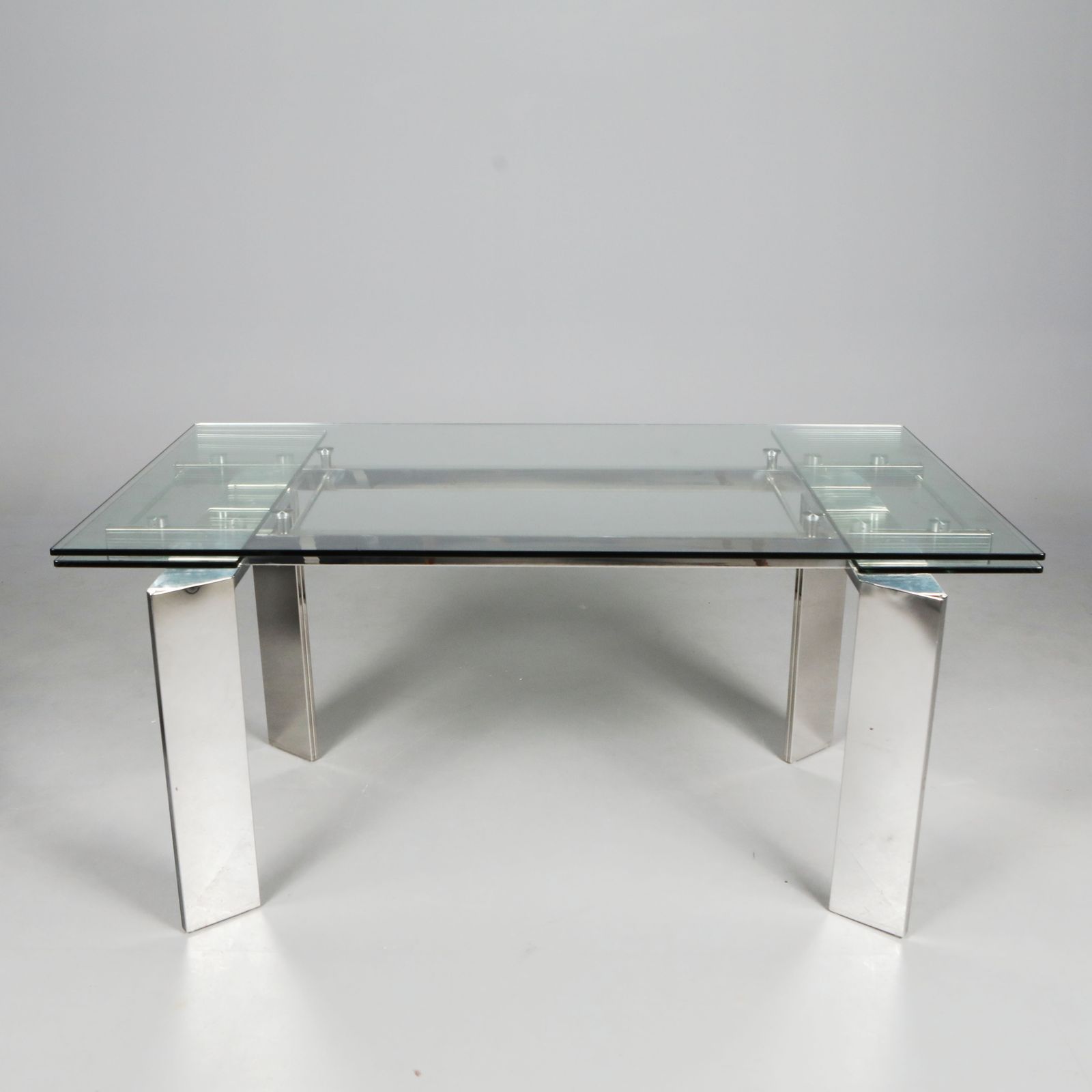 160x90cm Tempered Glass & Steel Extendable Dining Table With Chrome Legs