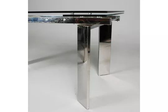 160x90cm Tempered Glass & Steel Extendable Dining Table With Chrome Legs photo 1050.0
