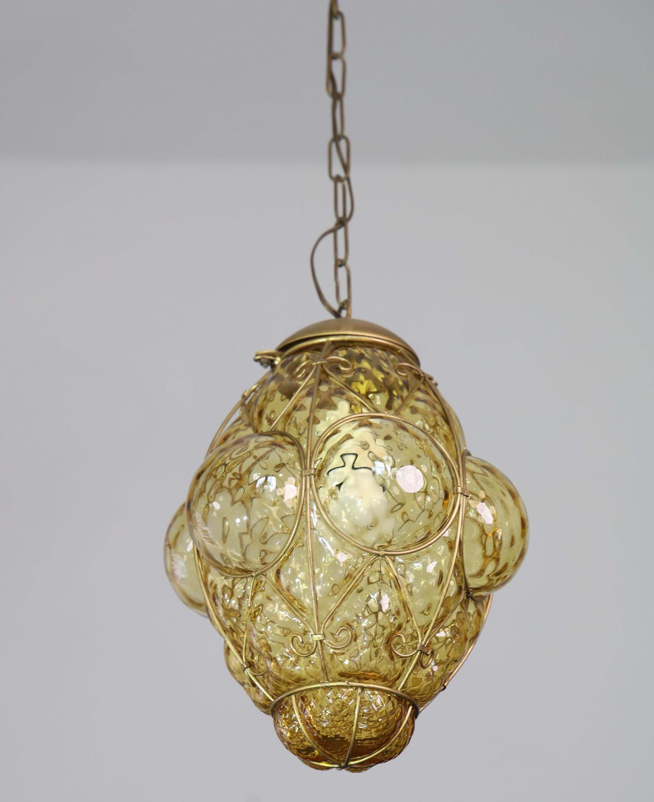 Amazing Amber Vintage Venetian Lantern, Seguso Murano Glass, 1960s photo Lighting
