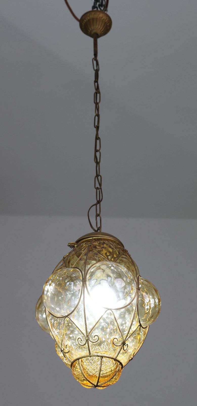Lighting Amazing Amber Vintage Venetian Lantern, Seguso Murano Glass, 1960s photo