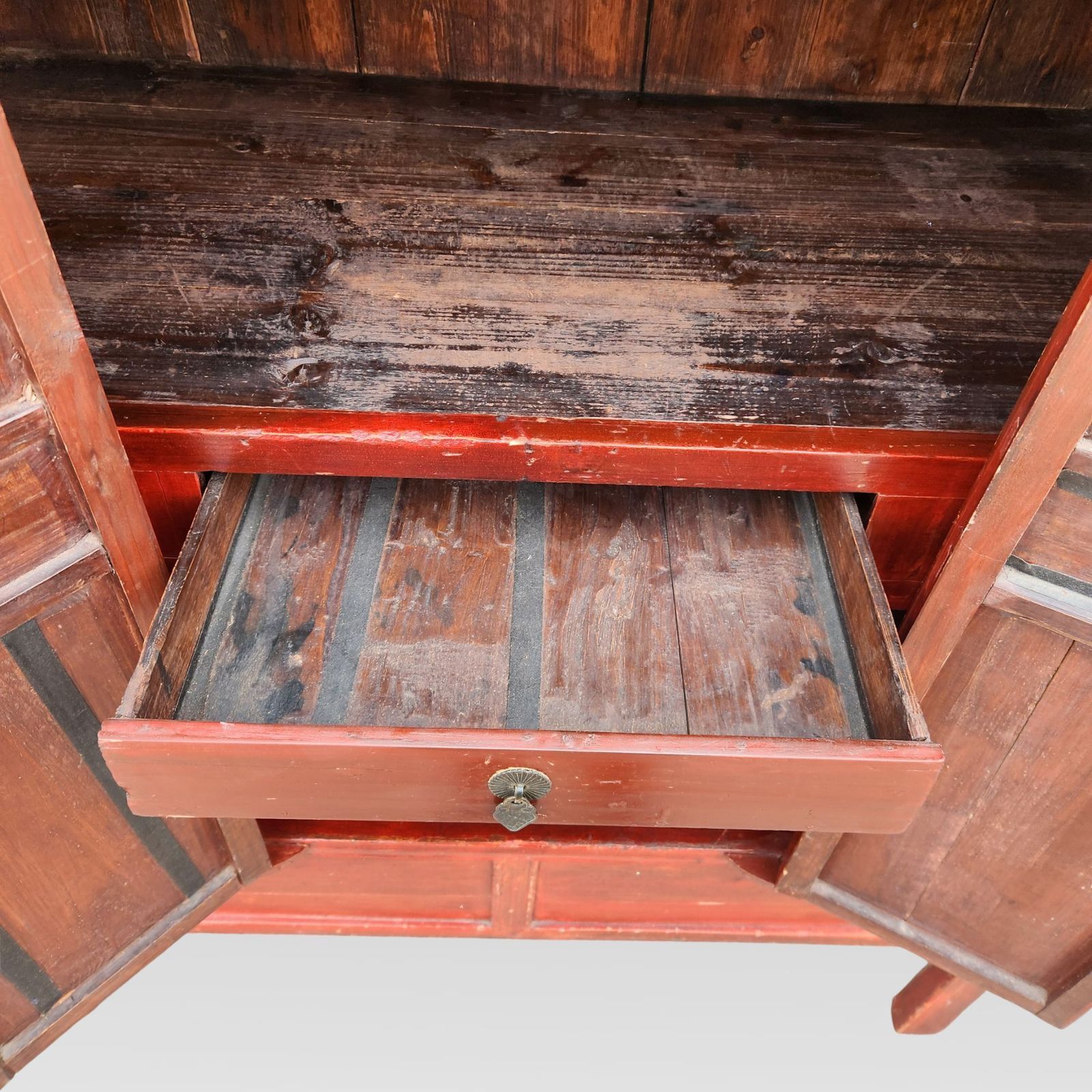 Exceptional Chinese Chinoiserie Oriental Red Marriage Cabinet photo buy