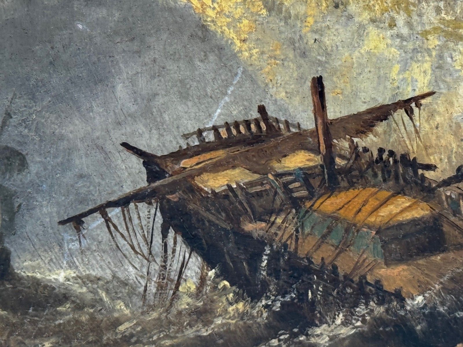 10000.0 Marine Painting Wreck Off Dunstanburgh Castle Signed By Claude Thomas Stanfield Moore photo