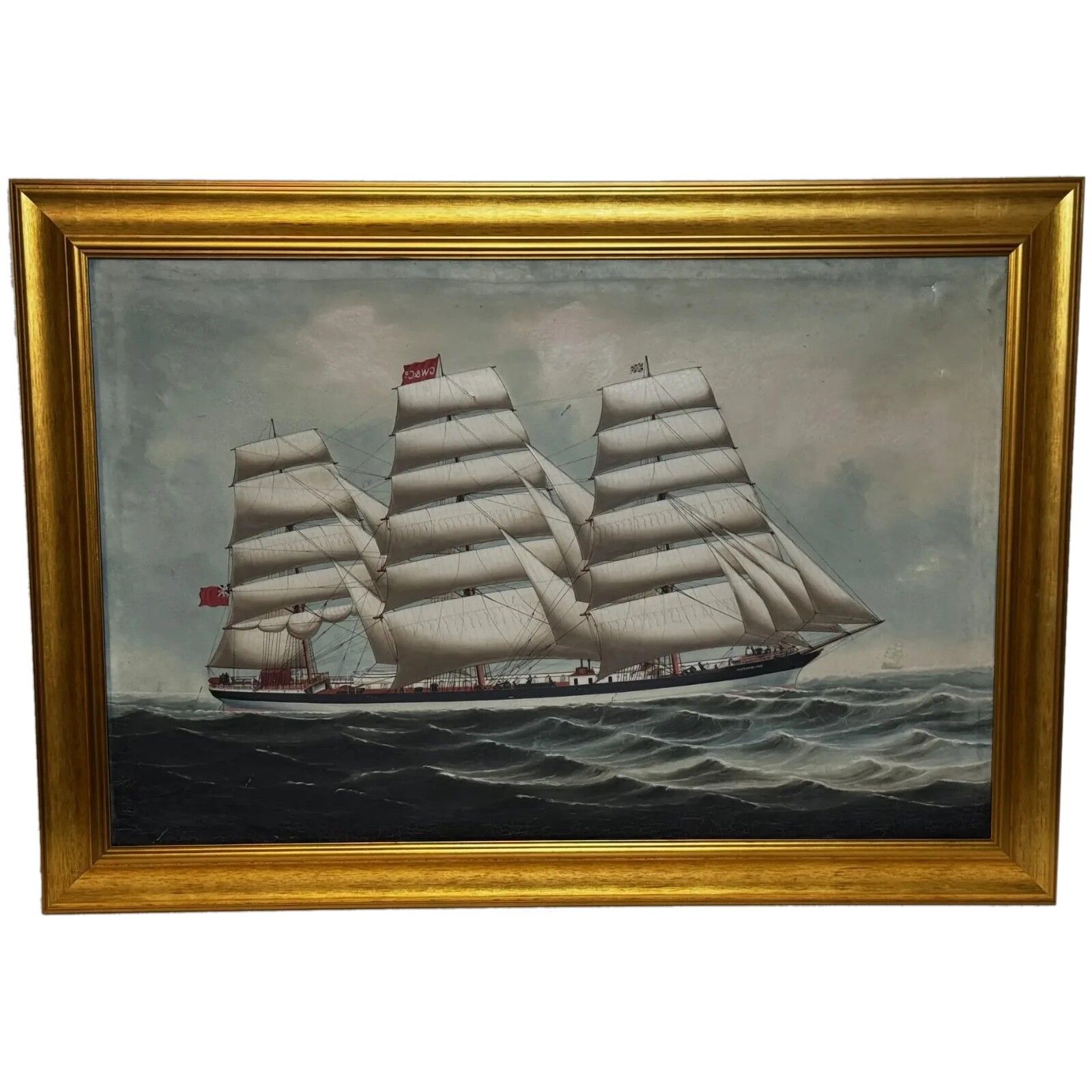 19th Century Marine Oil Painting Wiscombe Park Ship Enroute To Australia John Blumer & Co