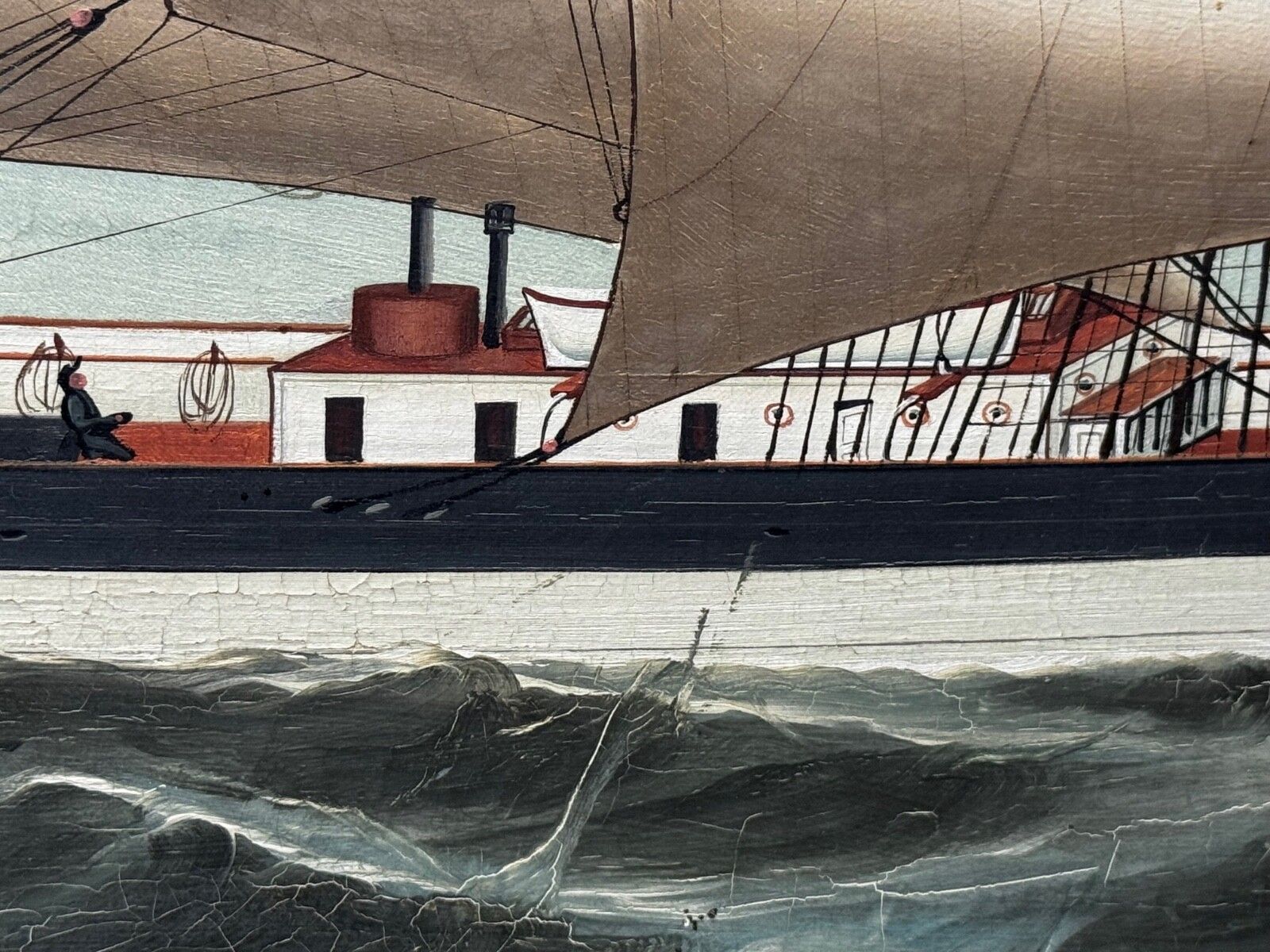 Maritiem olieschilderij 19e eeuw, Wiscombe Park, schip op weg naar Australië, John Blumer & Co photo 4950.0