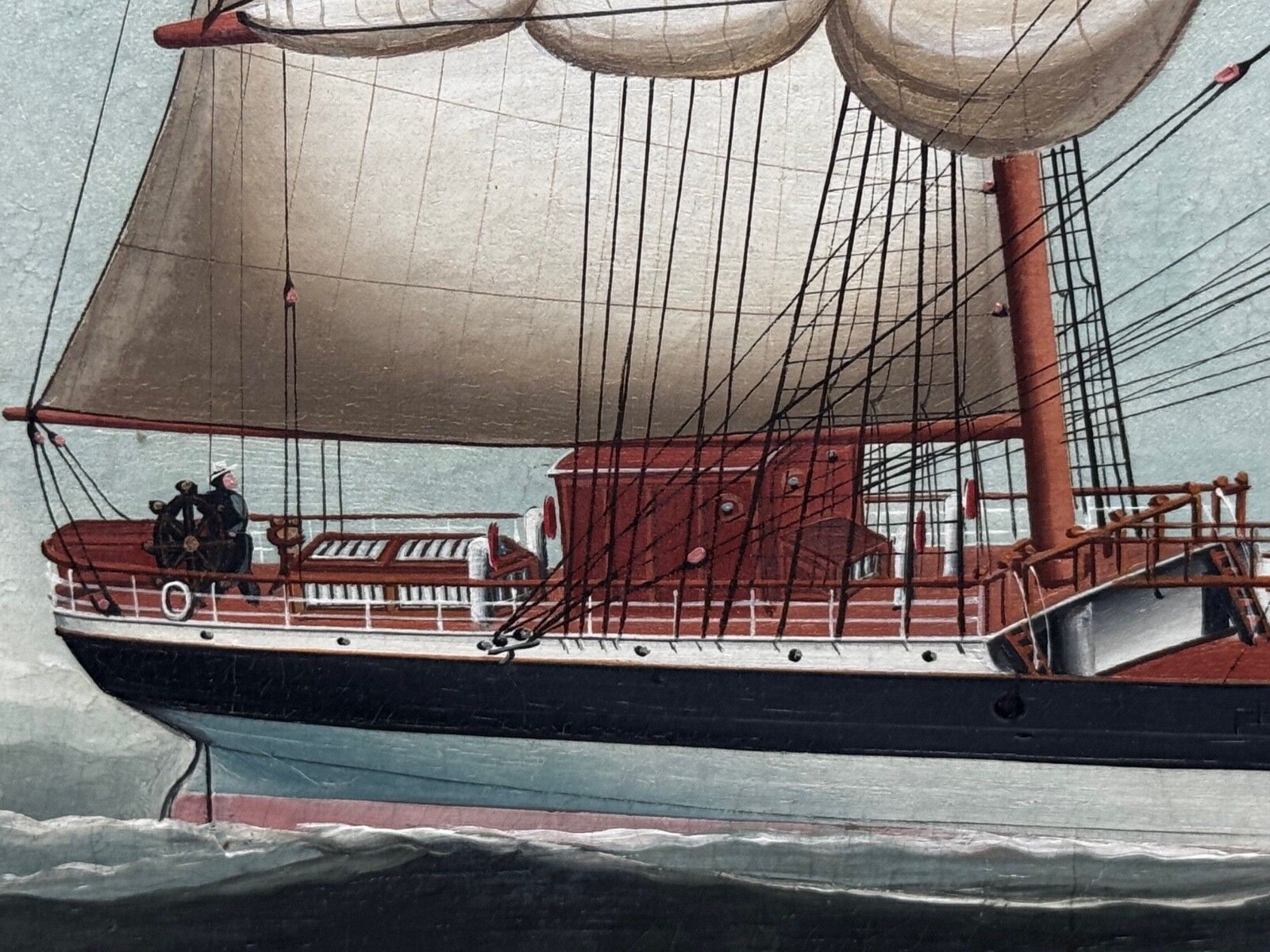 Maritiem olieschilderij 19e eeuw, Wiscombe Park, schip op weg naar Australië, John Blumer & Co photo vinterior