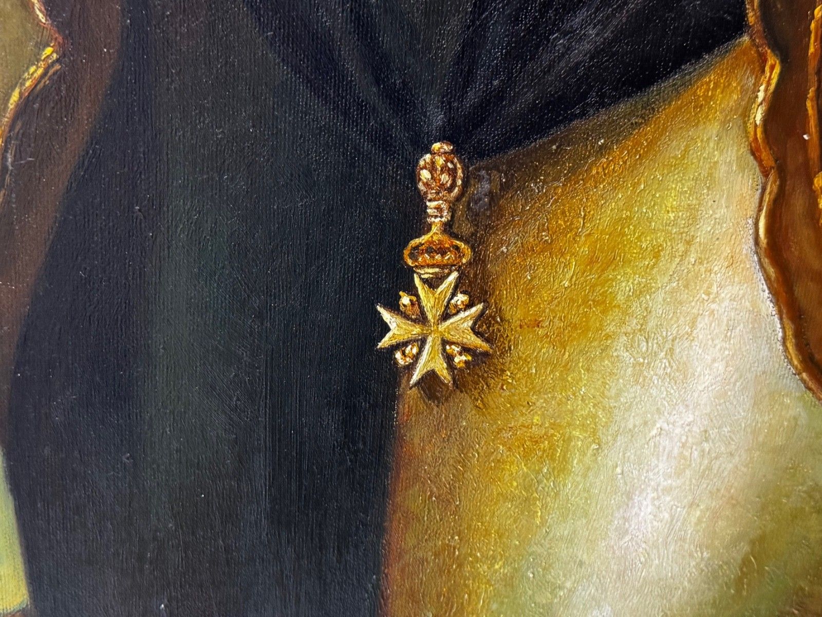 photo vintage Large Oil Portrait Jean Philippe Le Chevalier D'orléans Wearing Order Of Malta Armour After Jean François De Troy