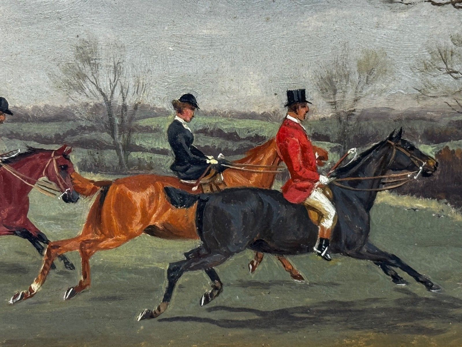 4000.0 Victorian Oil Painting C1880 Full Cry (The Berkeley Hunt) By Charles Faulkner photo