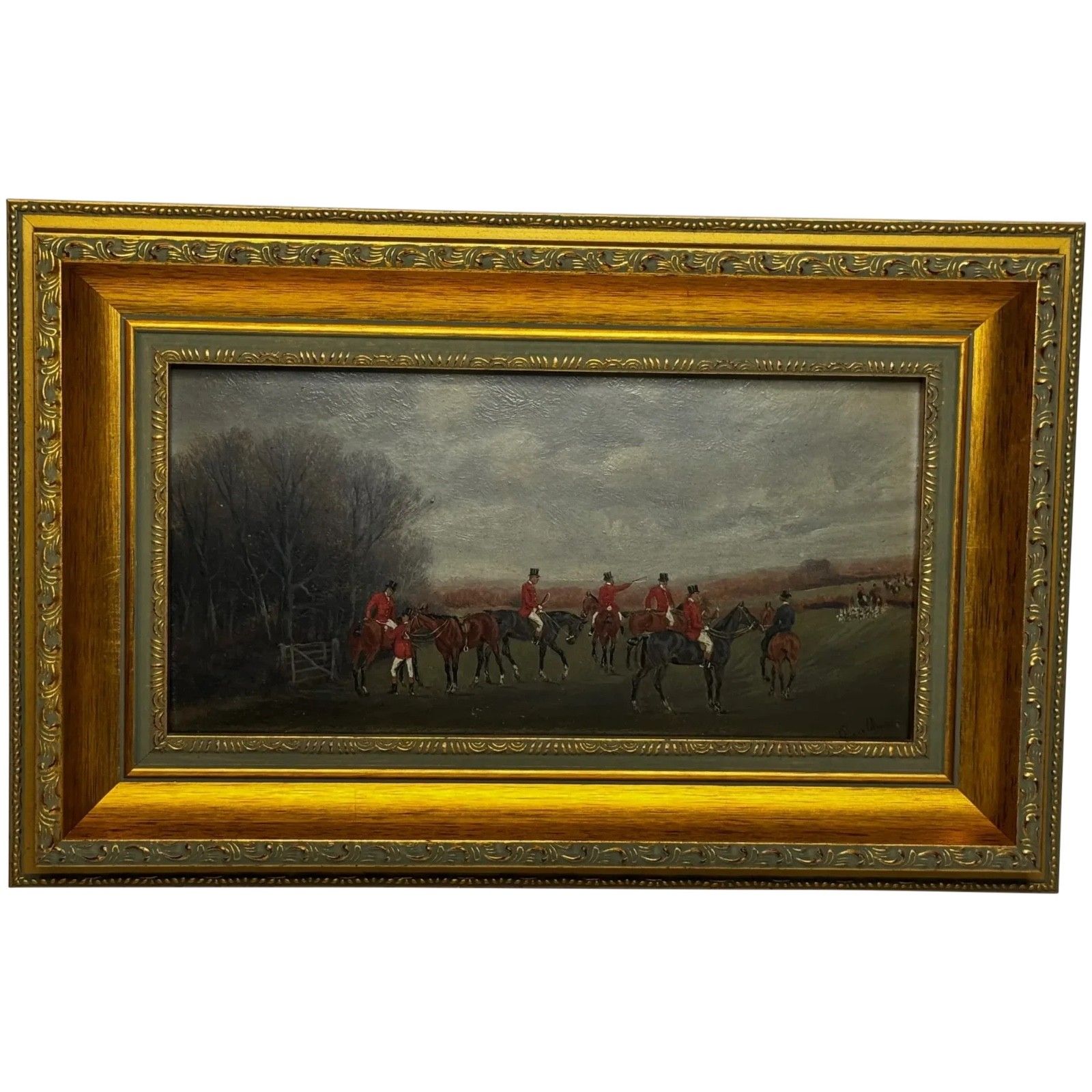 Victorian Painting The Meet (The Berkeley Hunt) C1880 By Charles Faulkner