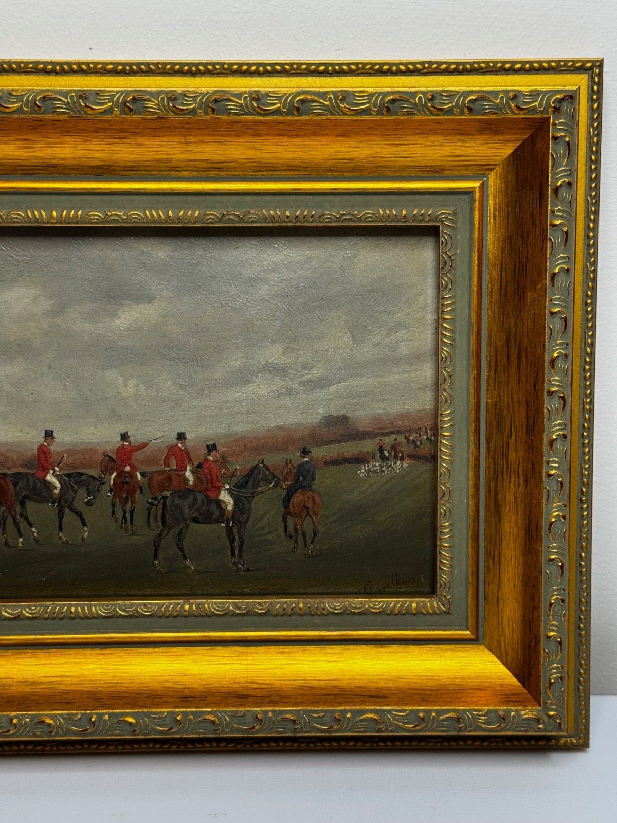 Victoriaans schilderij "The Meet" (The Berkeley Hunt) ca. 1880, Charles Faulkner photo vinterior