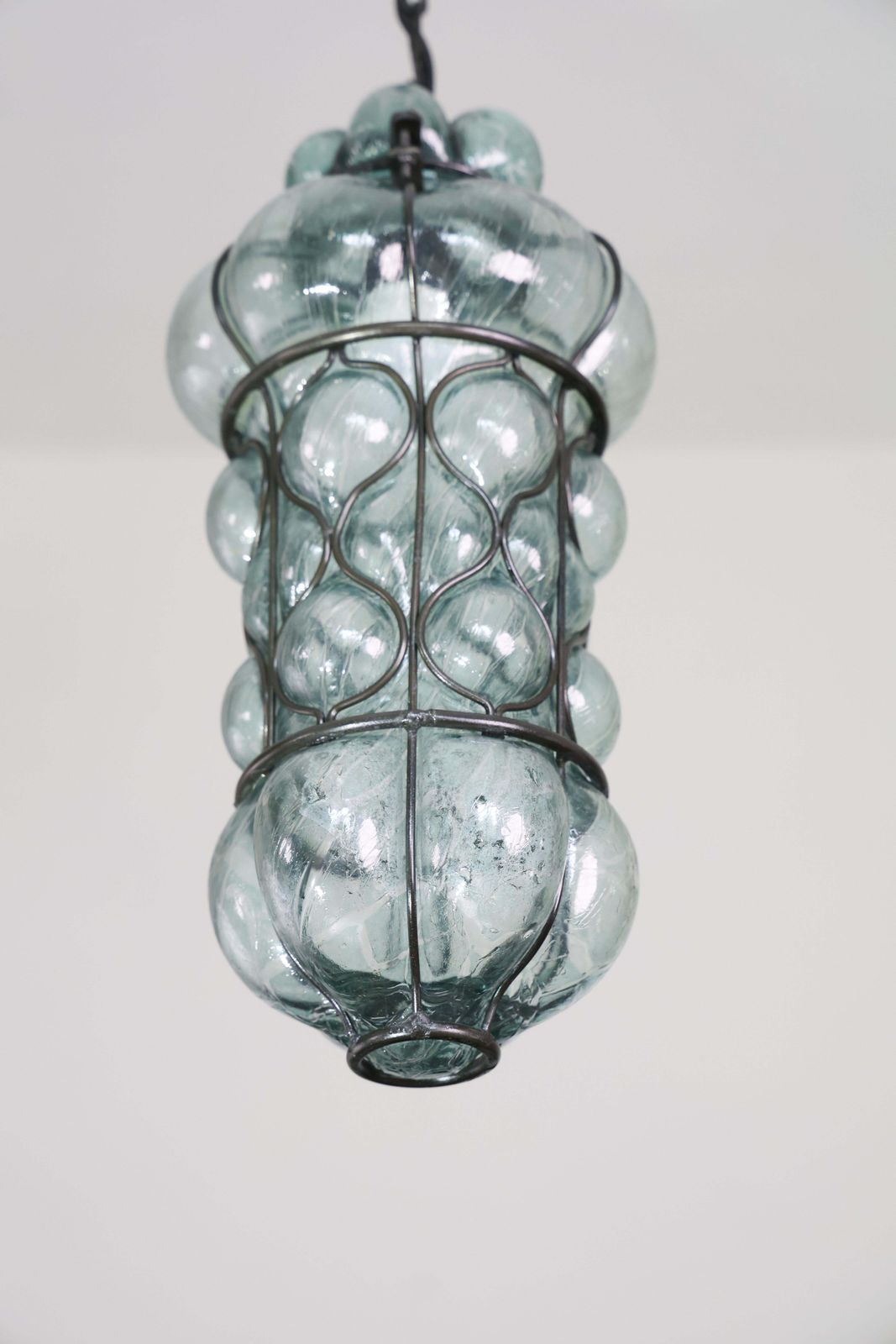 3689.0 Set Of 2 Rare Blu Acuqamarine Vintage Venetian Lantern, Murano Glass, 1970s photo