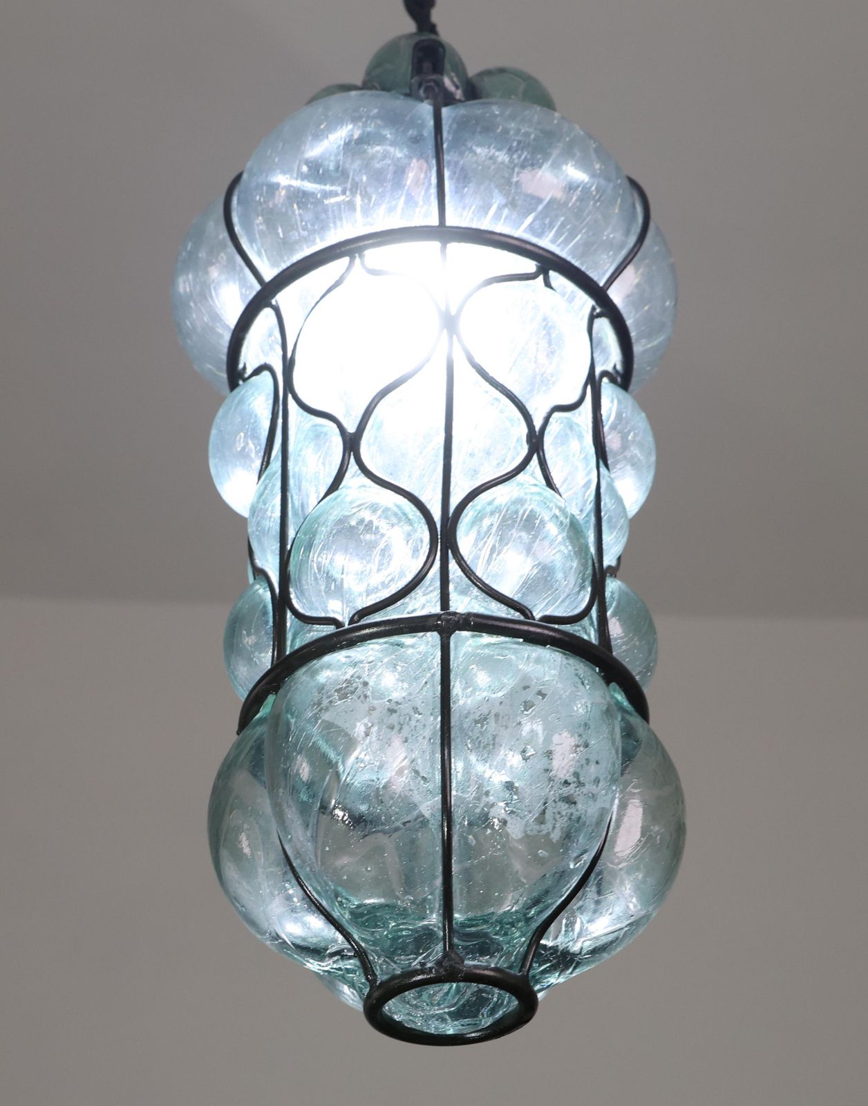 photo buy Set Of 2 Rare Blu Acuqamarine Vintage Venetian Lantern, Murano Glass, 1970s
