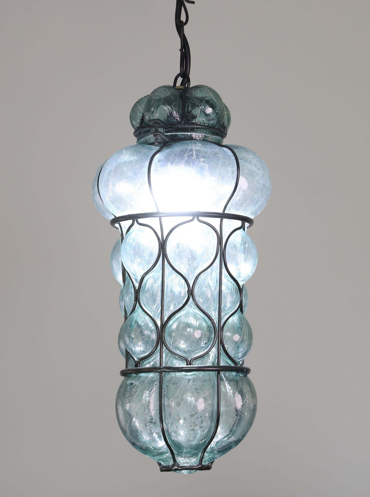 Rare Blu Acuqamarin Vintage Venetian Lantern, Murano Glass, 1970s photo 1897.0