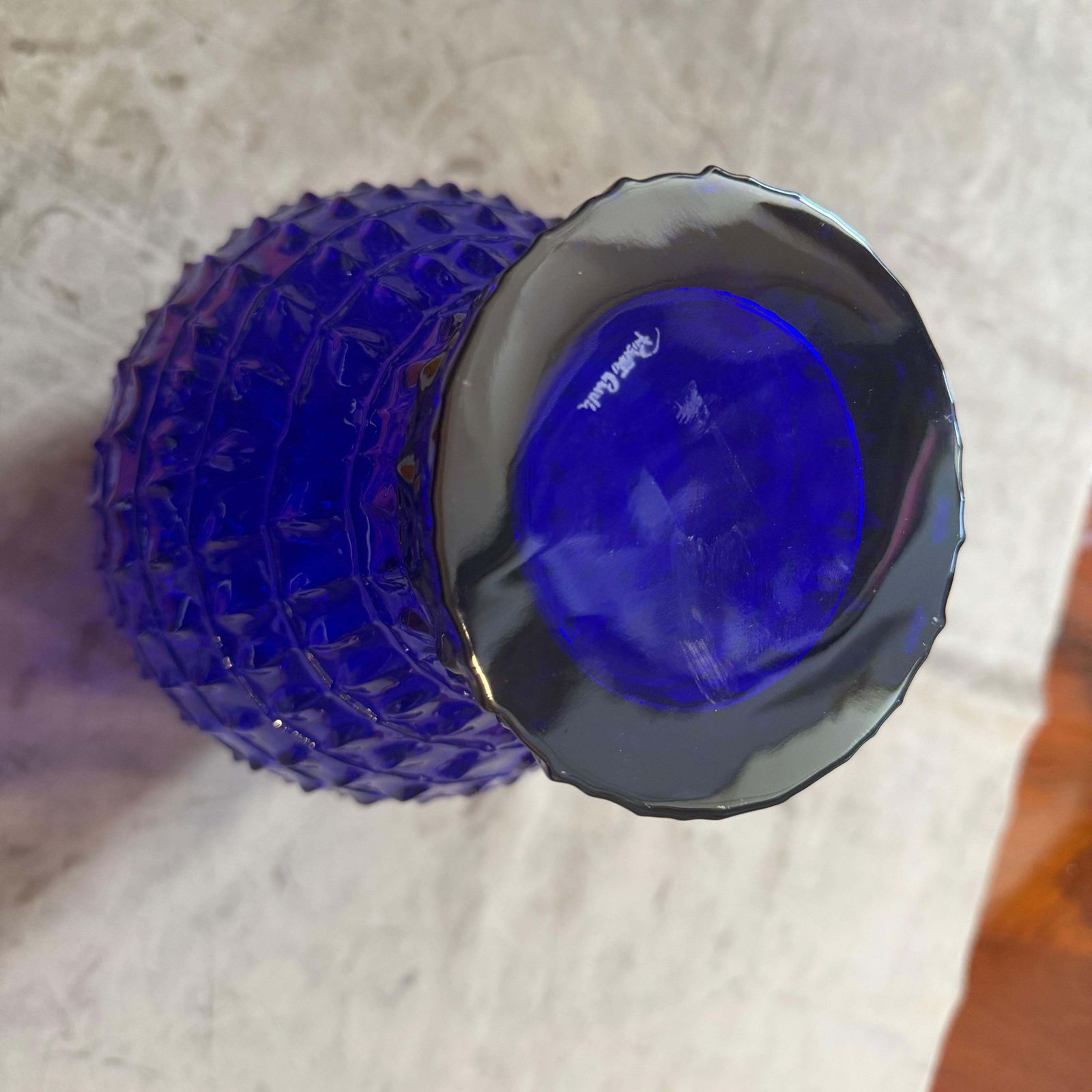 photo vintage Roberto Cavalli Cobalt Blue Glass Vase, Textured Design, Circa 2000