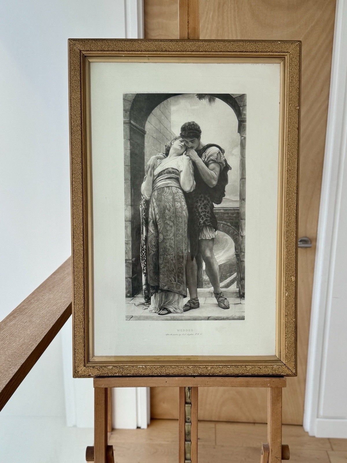 Antique Framed Photogravure "Wedded", After Painting By Lord Leighton 1920