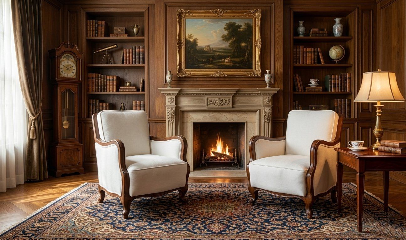 Classic Italian Armchairs With White Upholstery, 1920s, Set Of 2 photo furniture