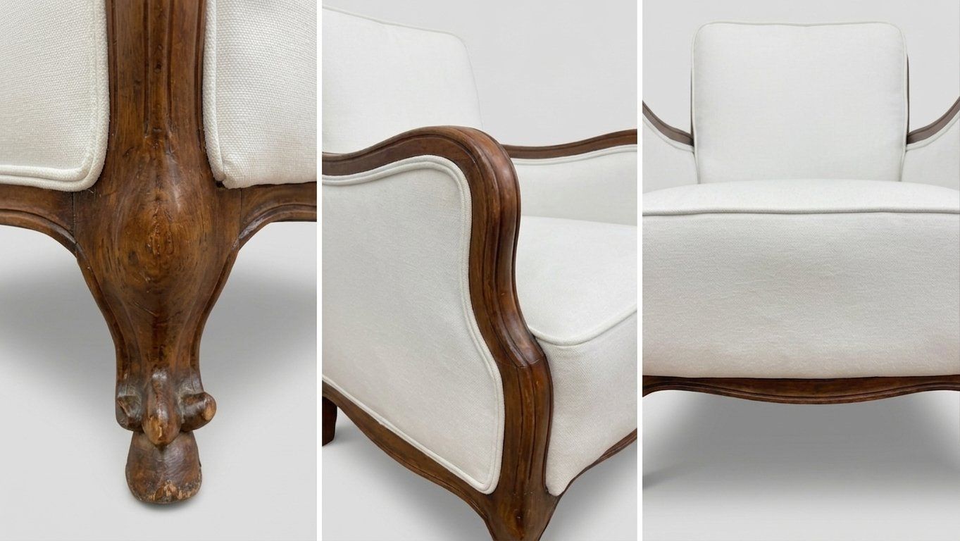Klassieke Italiaanse Fauteuils Met Witte Bekleding, jaren 1920, Set Van 2 photo for sale