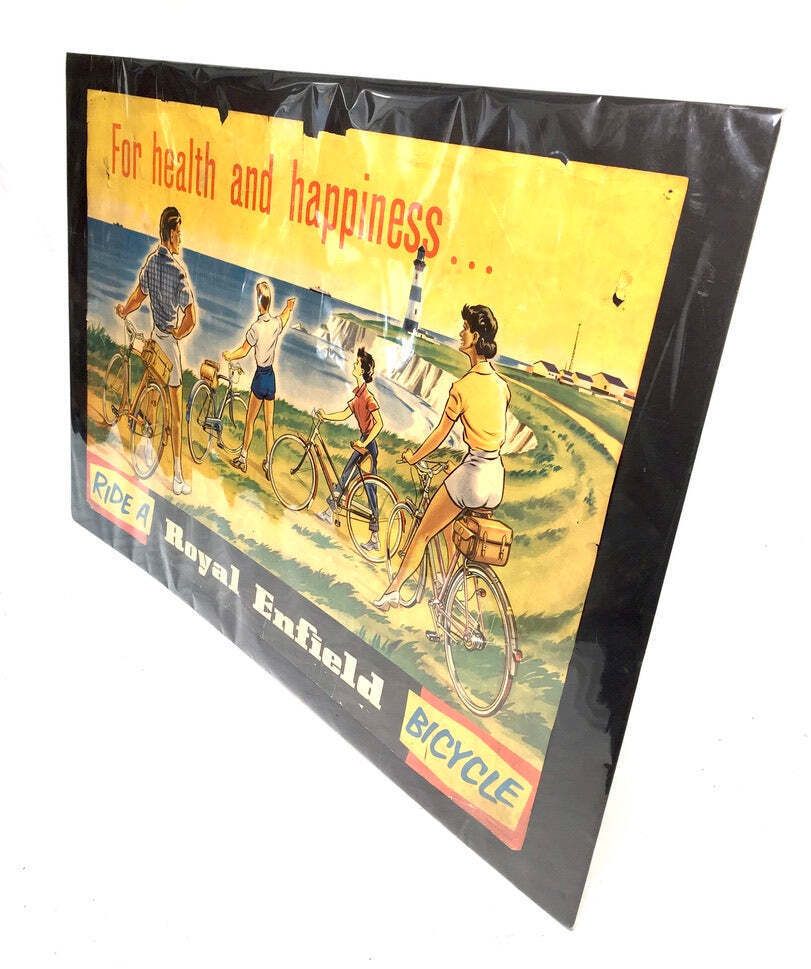 Antique Advertising   Early 20th Century Royal Enfield Bicycle Poster Sign C1930. photo furniture