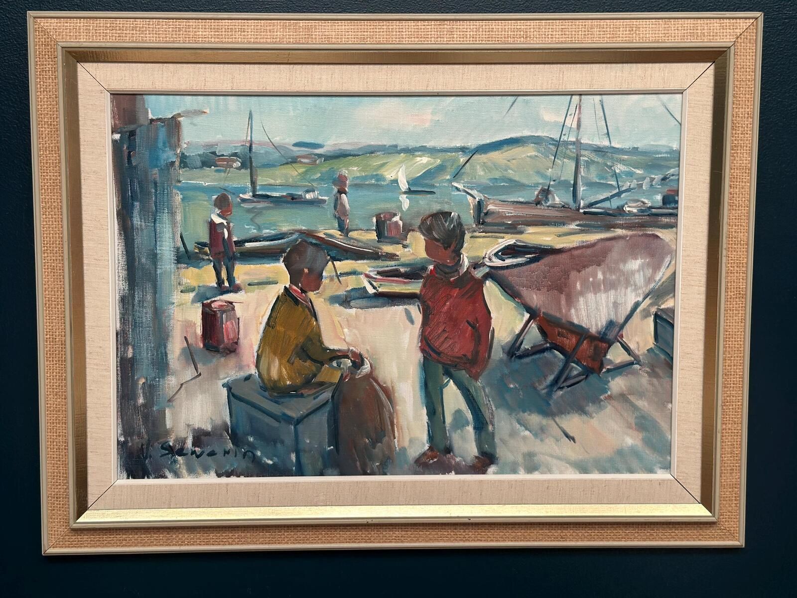photo for sale “Harbour” By Nils Sewerin Oil On Canvas Painting.