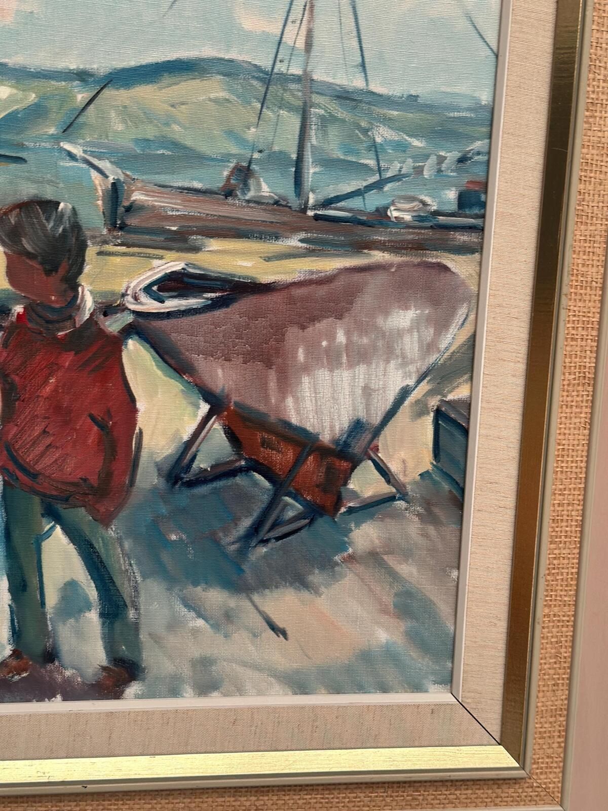 photo buy “Harbour” By Nils Sewerin Oil On Canvas Painting.
