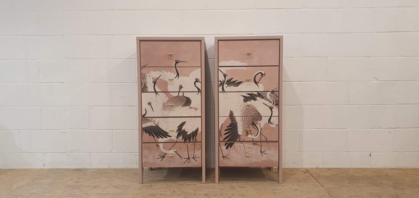 Pair Of 5 Drawer Wooden Tallboys photo furniture