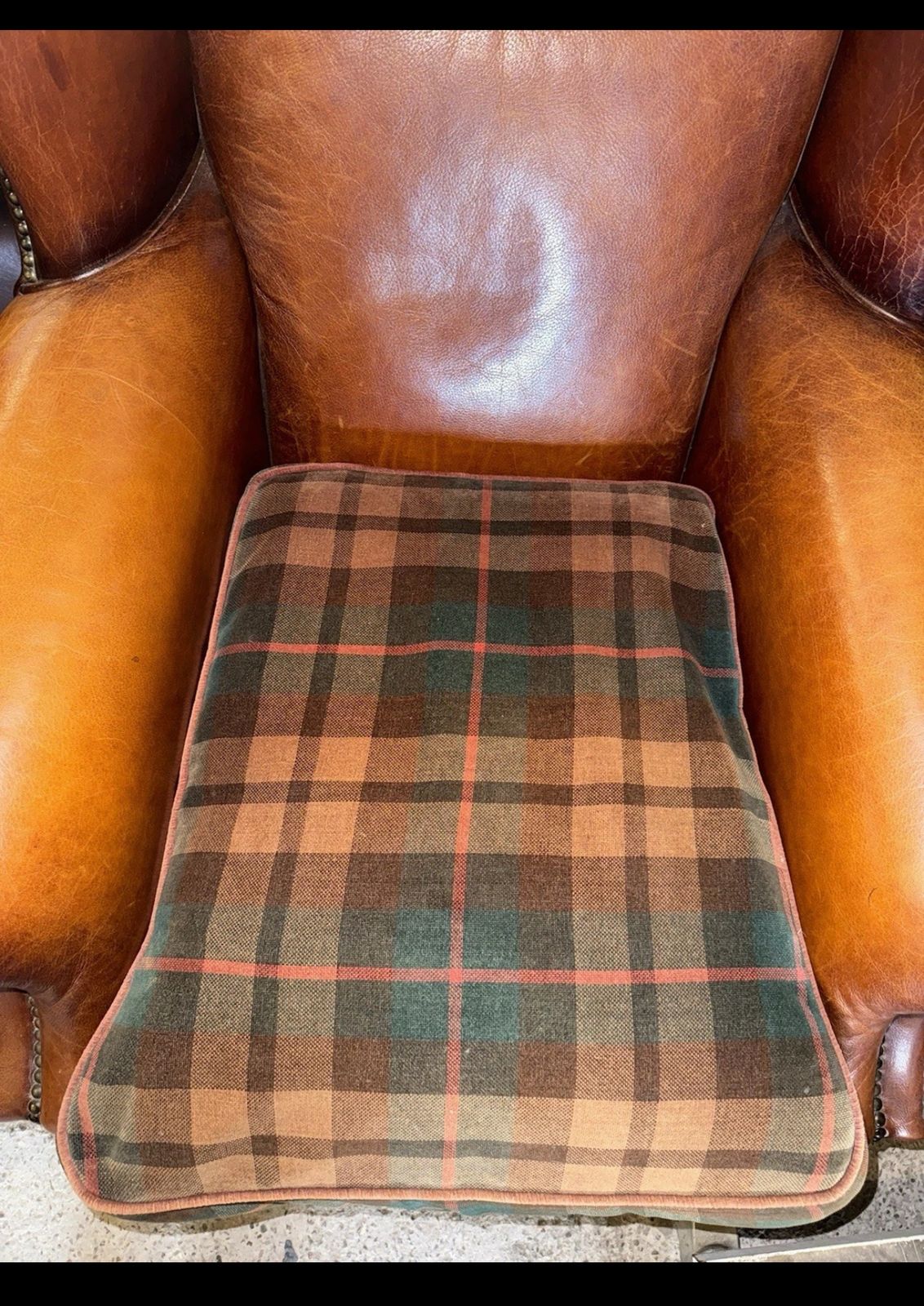 Tetrad Tan Real Leather Wingback Chair photo furniture