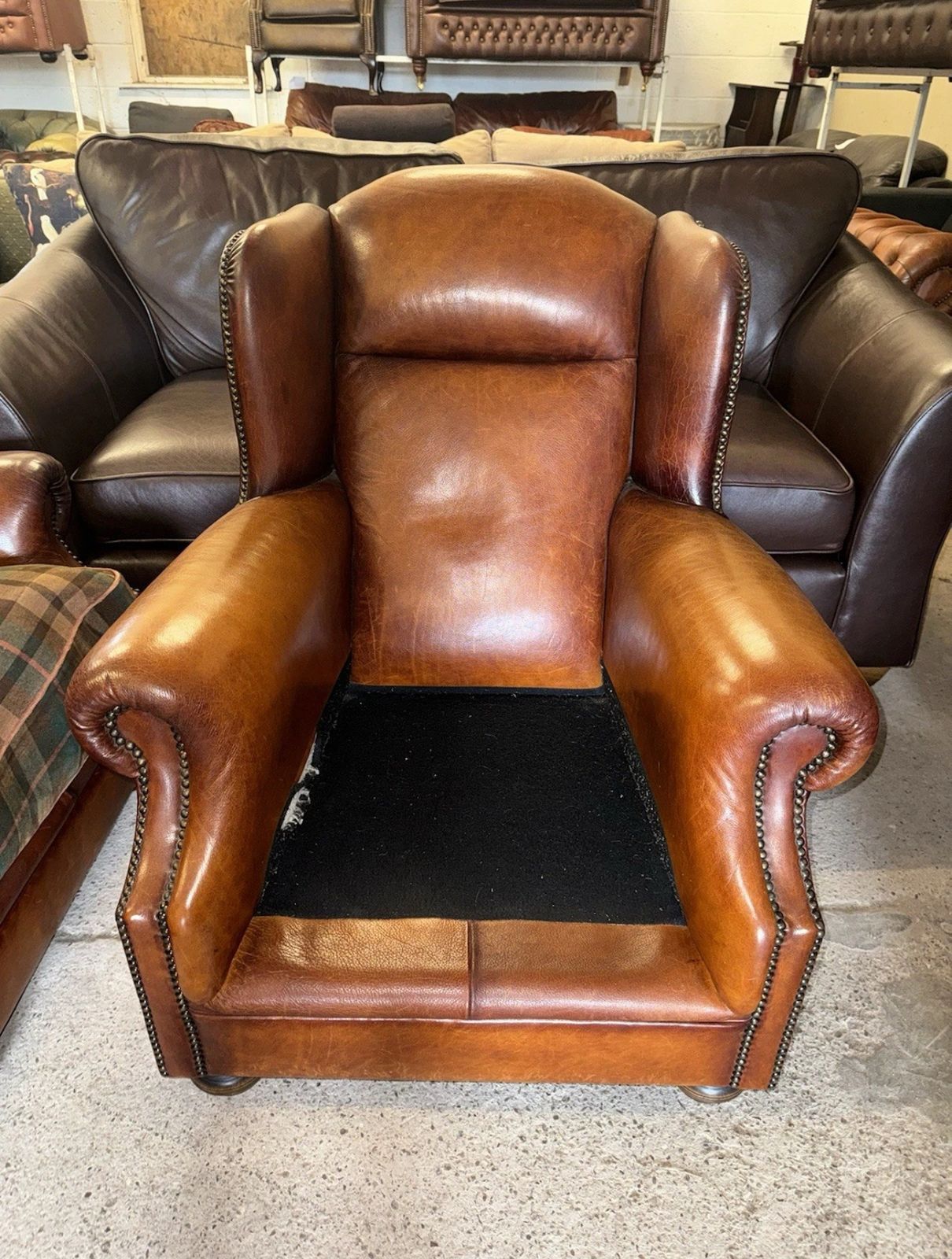 photo furniture Tetrad Tan Real Leather Wingback Chair
