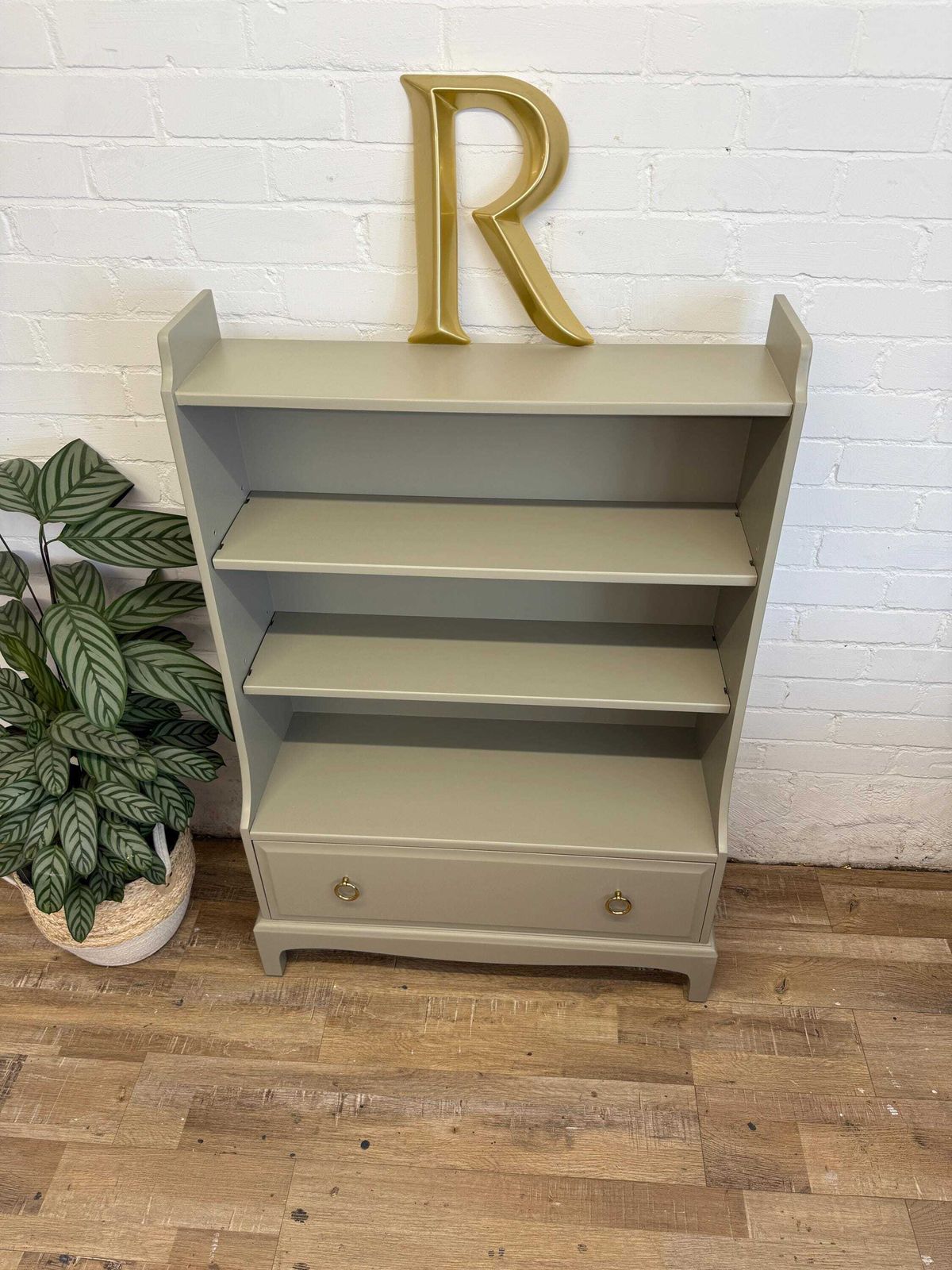 photo furniture Stag Minstrel Waterfall Bookcase Painted Gettysburg Gray