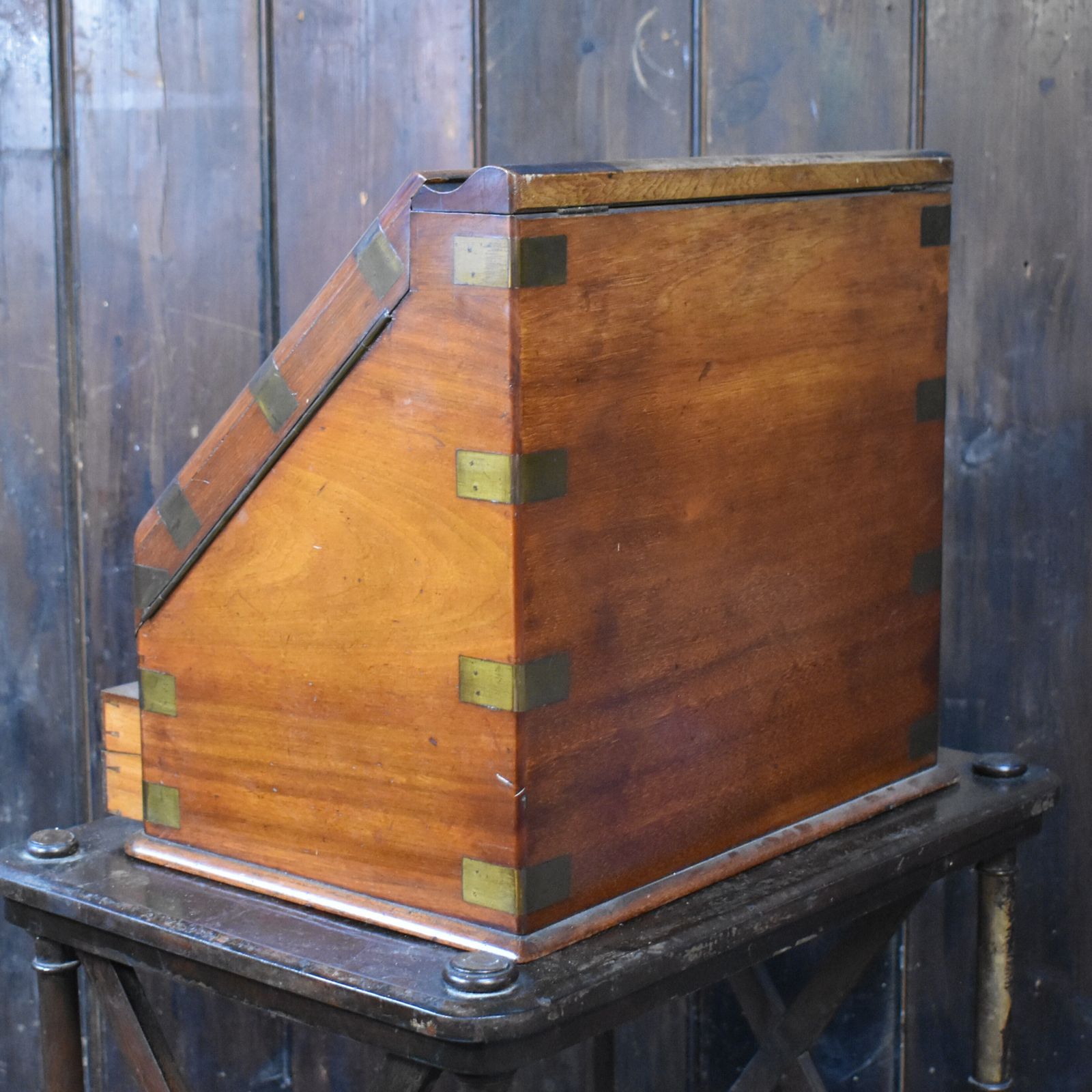 photo buy Antique 1881 James Shoolbred Walnut Campaign Stationery Tottenham House Cabinet