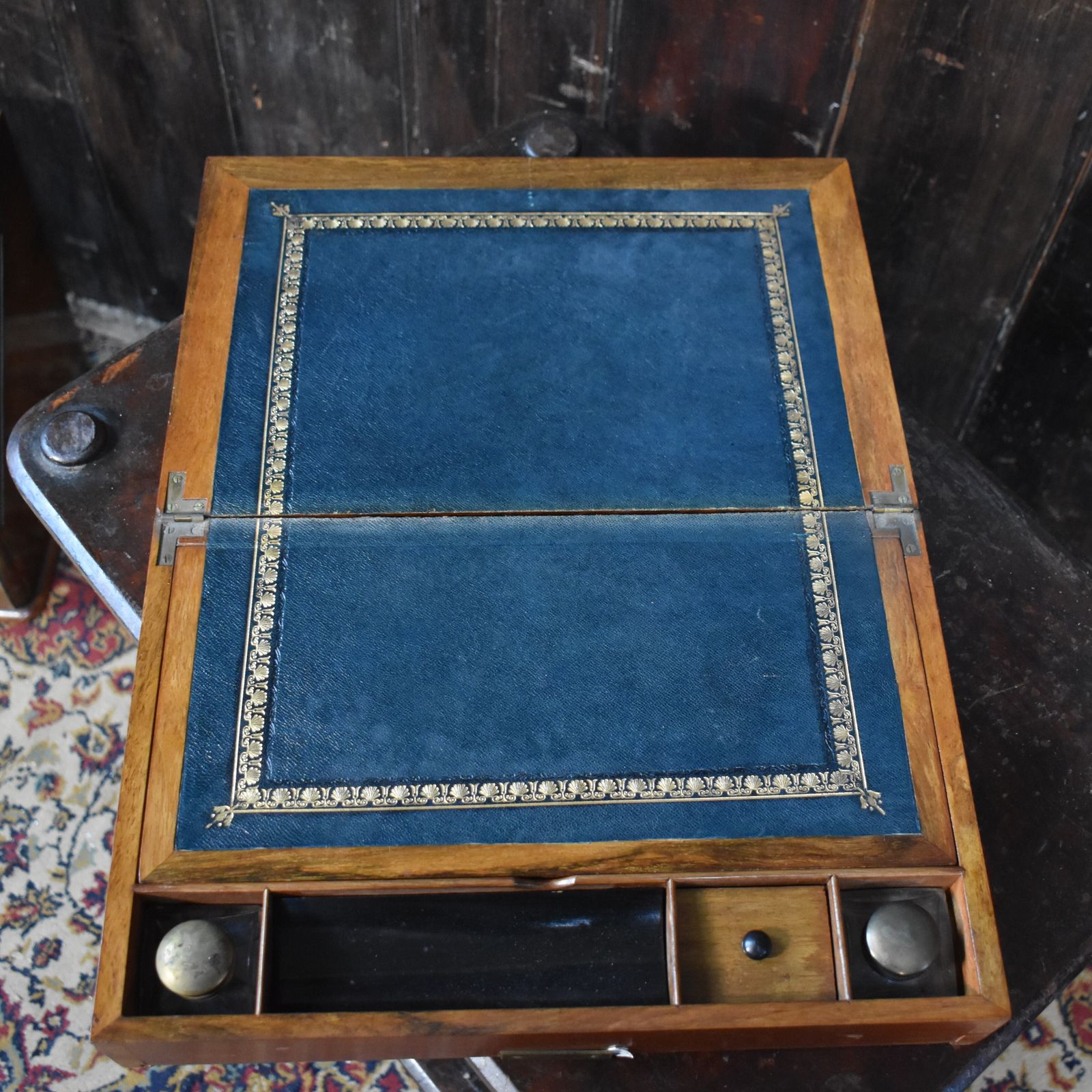 photo vintage Antique 1881 James Shoolbred Walnut Campaign Stationery Tottenham House Cabinet