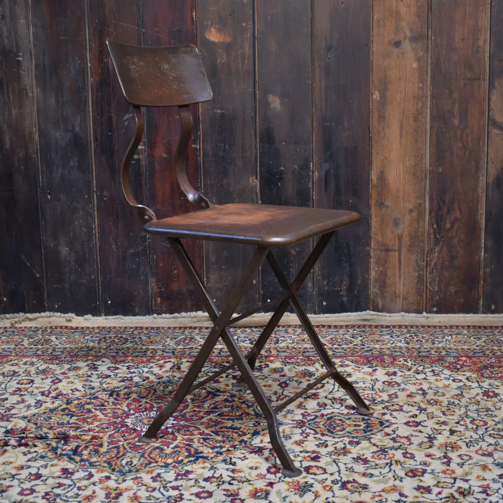 Antique Handmade Industial Machinist Workshop Iron Folding Bistro Garden Chair photo furniture