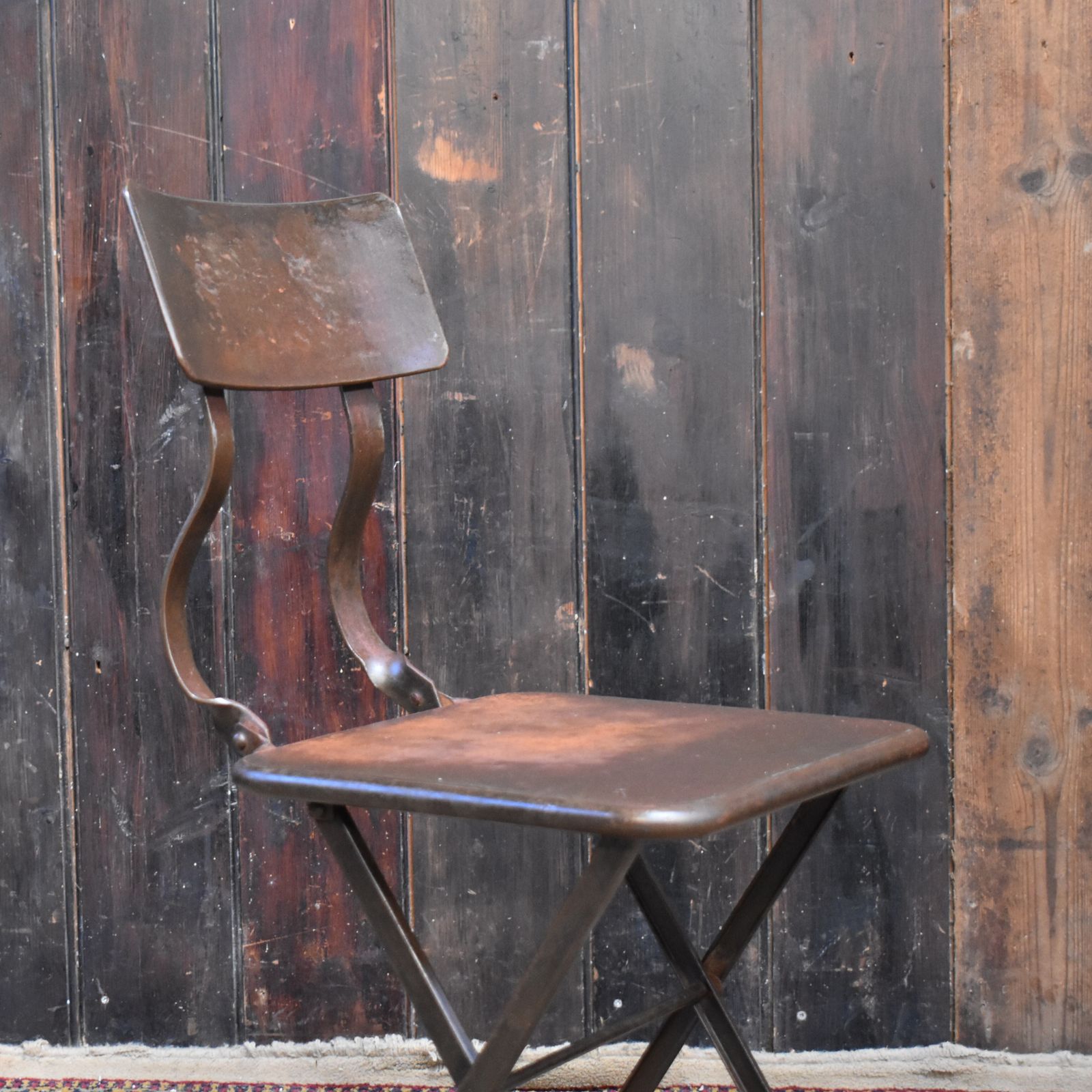 Antique Handmade Industial Machinist Workshop Iron Folding Bistro Garden Chair photo for sale