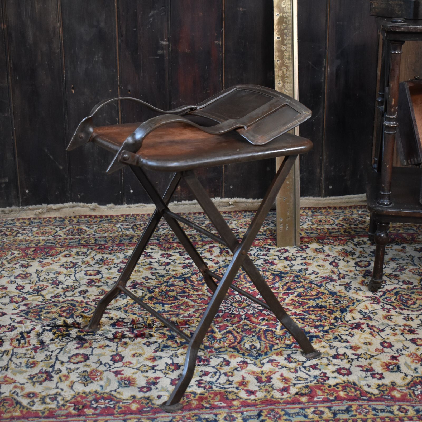 Antique Handmade Industial Machinist Workshop Iron Folding Bistro Garden Chair photo buy