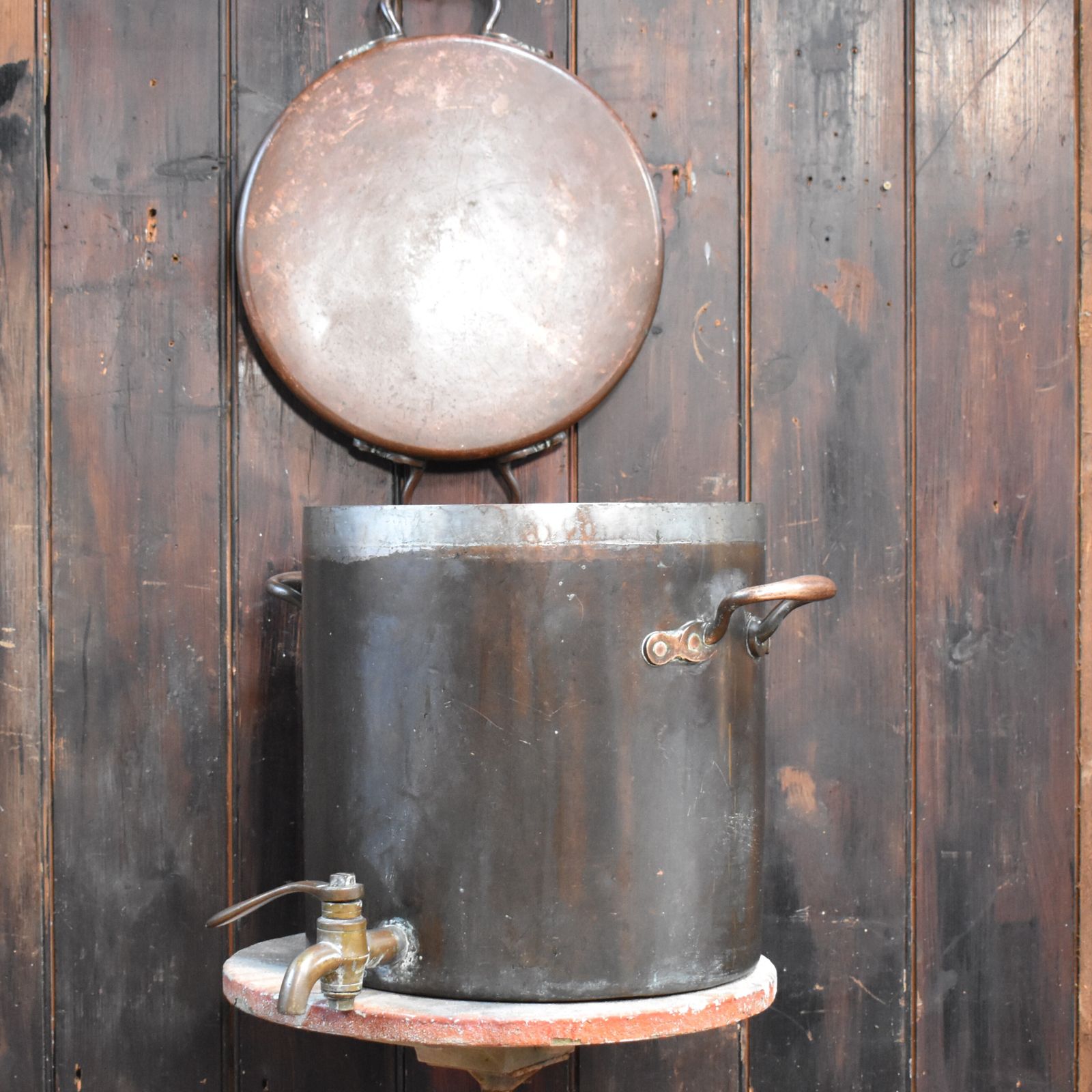 Antique 19th Century Heavy Copper & Brass Campaign Heater Cooking Vessel Urn photo 375.0