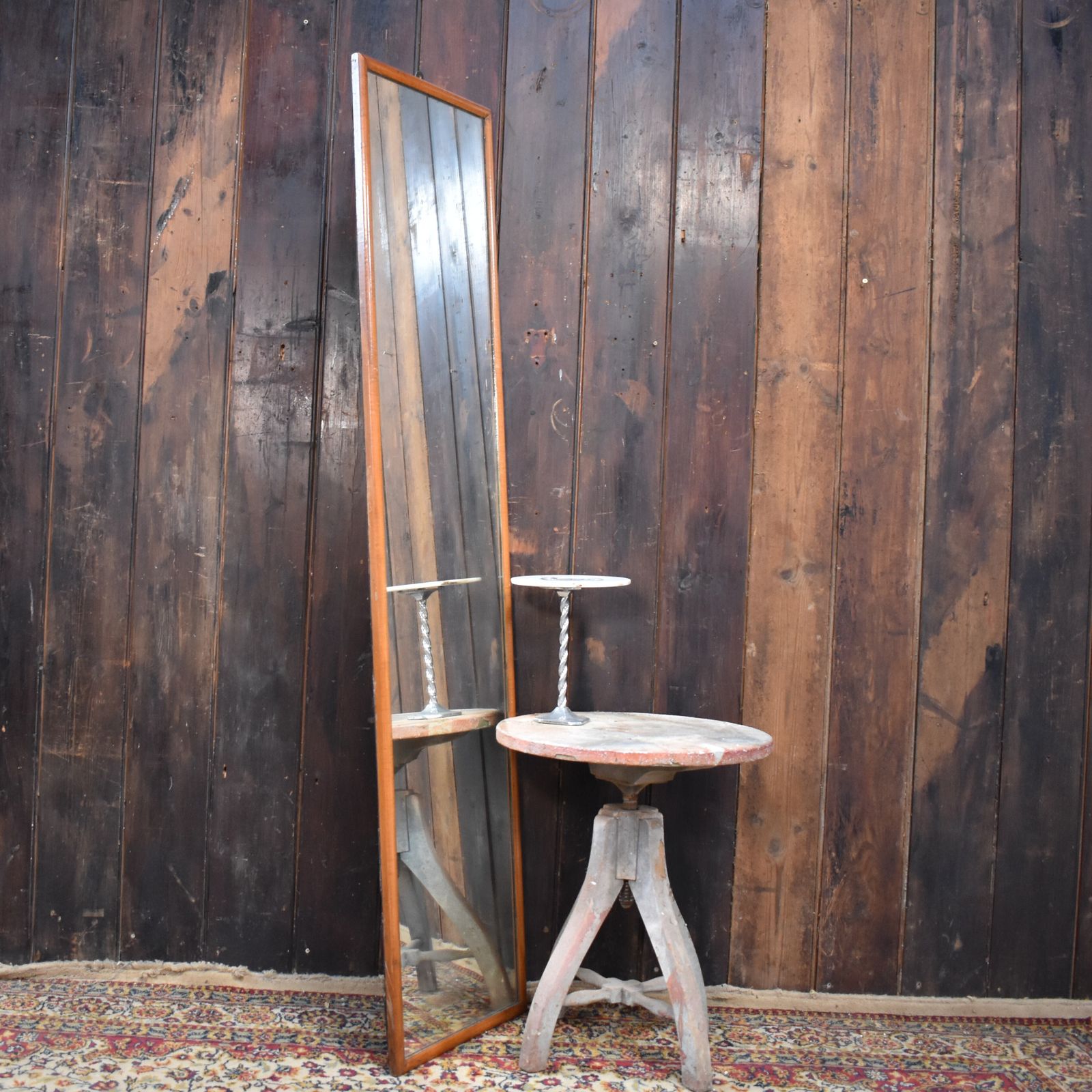 Antique Mahogany Tailors Outfitters Shop Tall Full Length Bullnose Frame Mirror photo Home Decor