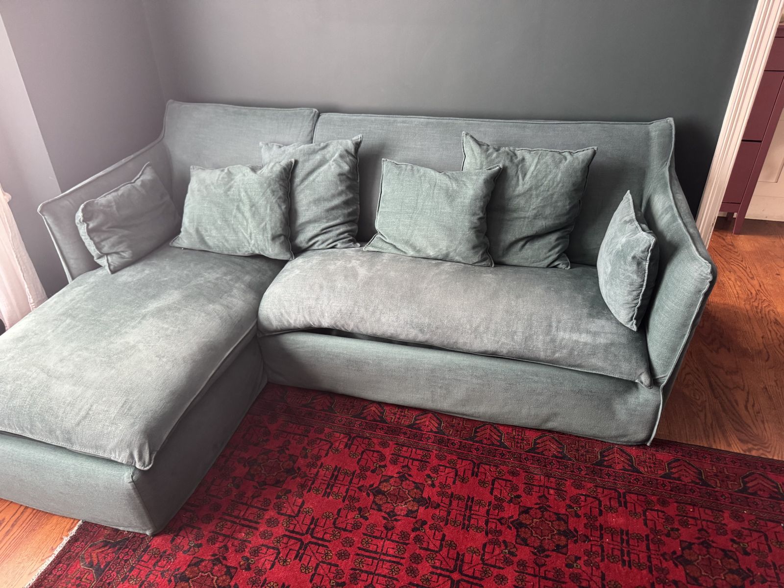 Love Your Home Sophie Chaise Corner Sofabed In Green Cotton/Linen