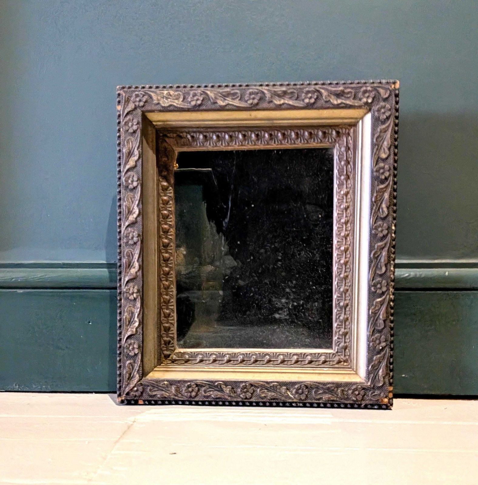 A Small Antique French Gilt Framed Wall Mirror With Original Plate C19th photo 165.0