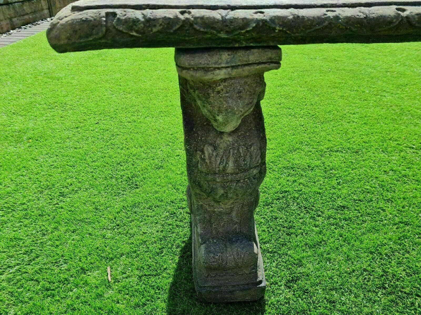 Rams Head Garden Bench Vintage , English Stone ( Delivery Available Via Our Specialist Sister Courier Company 0248. photo 365.0