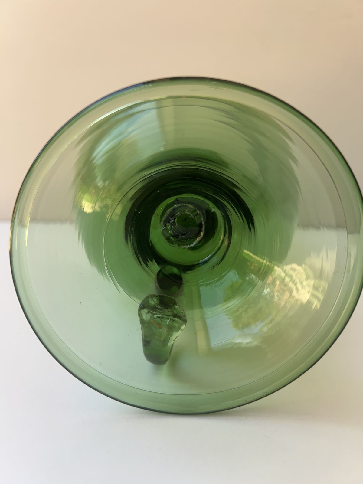 Empoli Green Glass Hurricane Lamp, Italian, 1960's photo vintage
